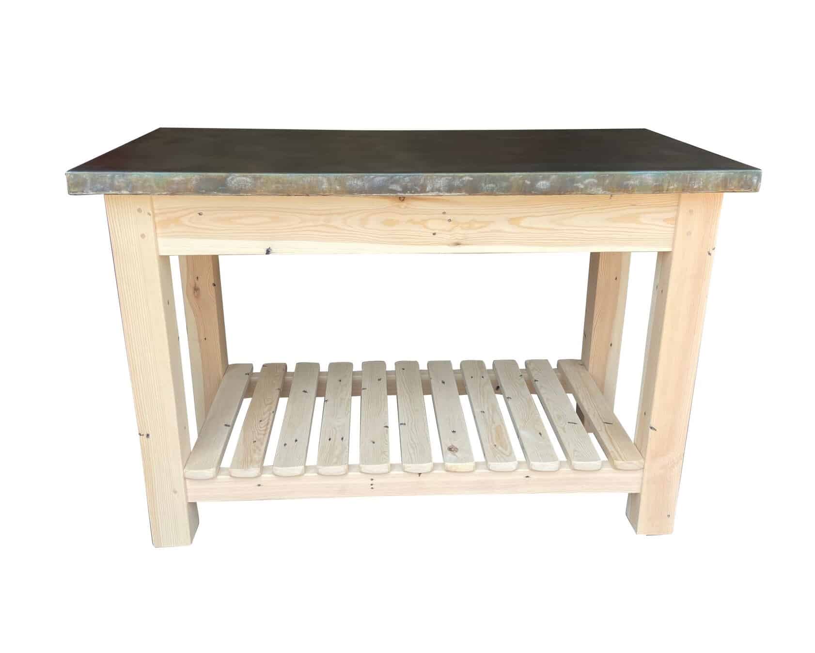 Bespoke Antique Zinc Kitchen Unit With Pine Base