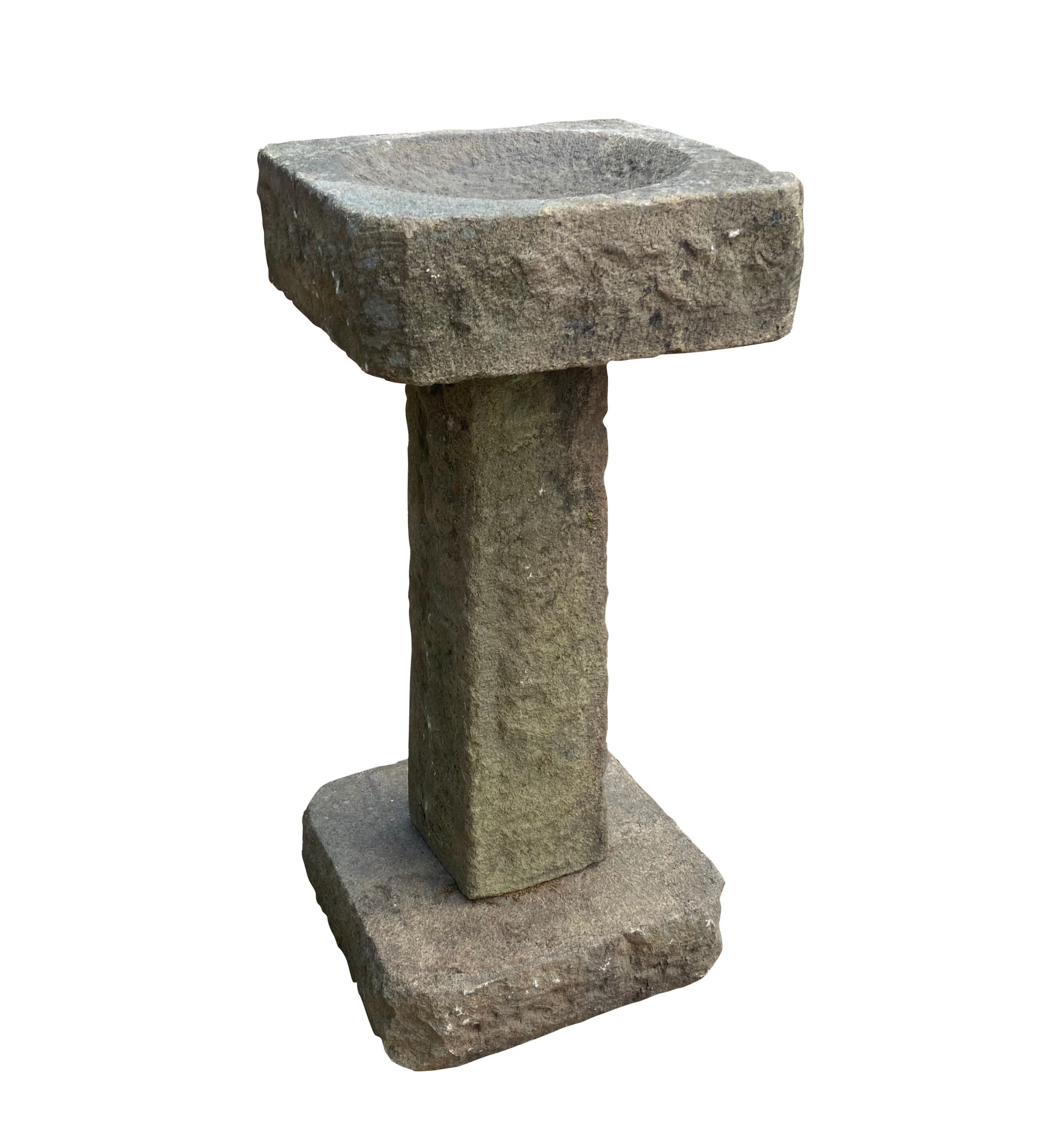 Excellent Hand Carved Solid Stone Garden Bird Bath - 9443