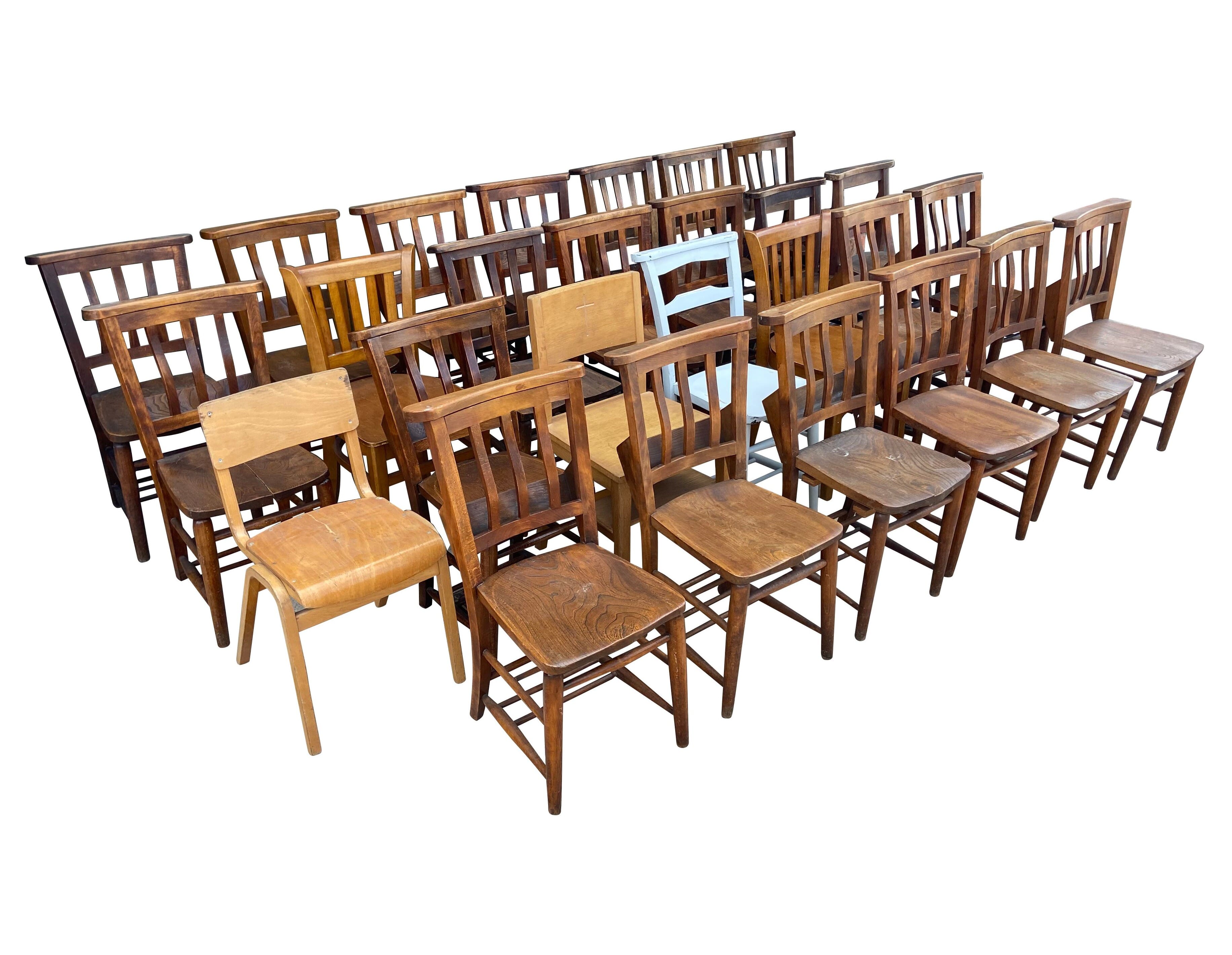 Batch of 27 Church Chairs & Stacking - Require Repairs - D1867