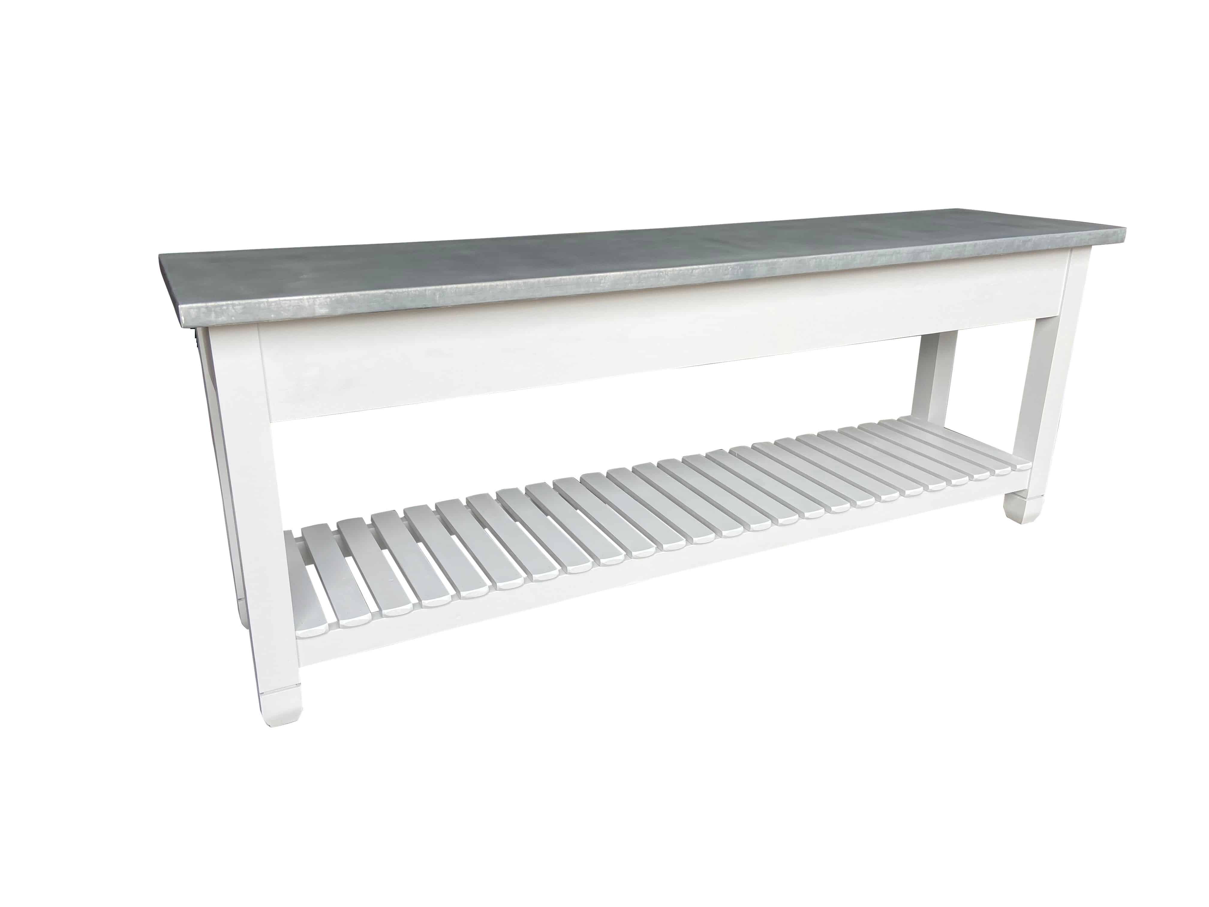 Bespoke Zinc Kitchen Unit With Slatted Shelf Base
