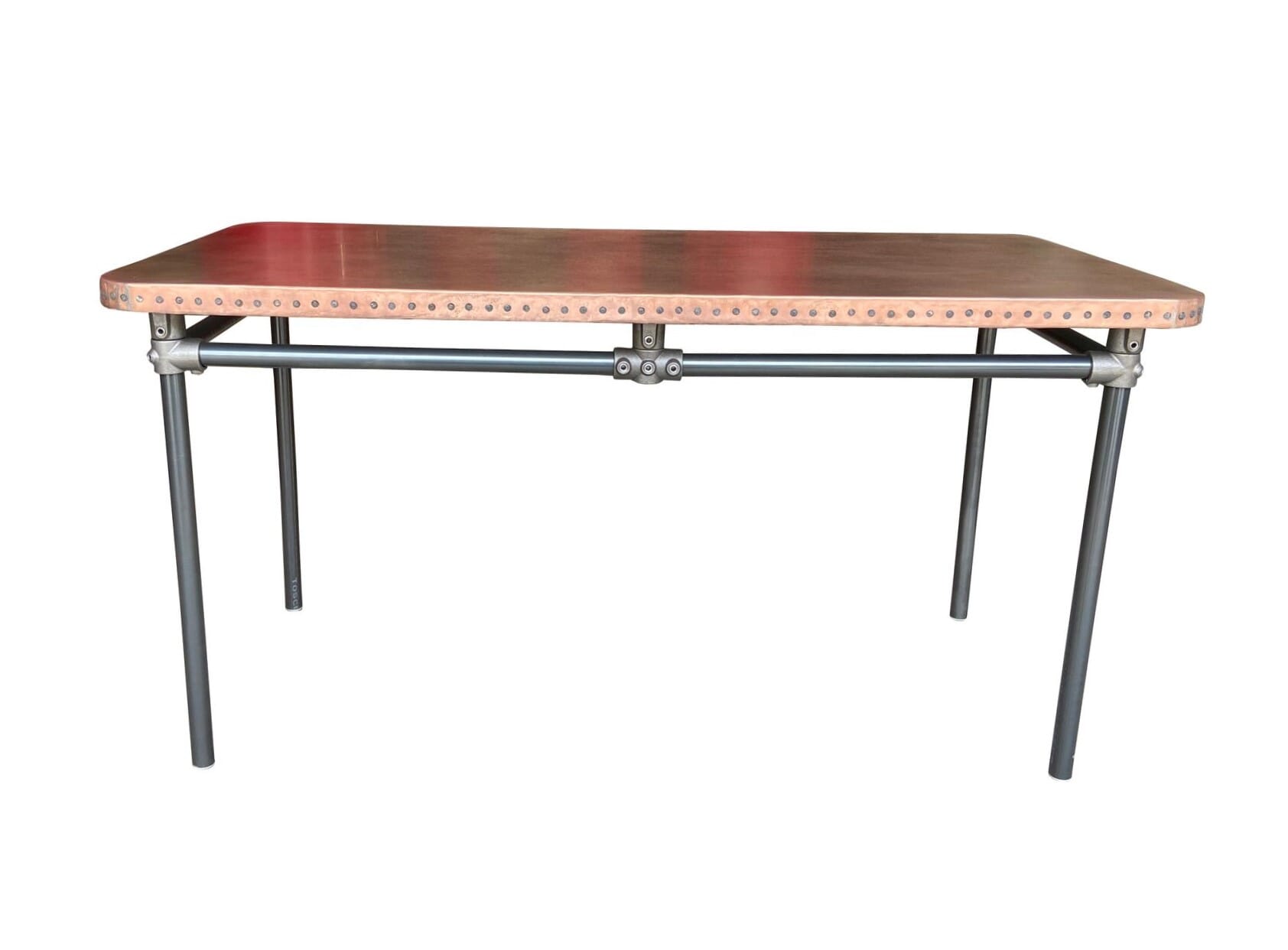 Bespokle Copper Top Kitchen Table With Dark Metal Base - D1876