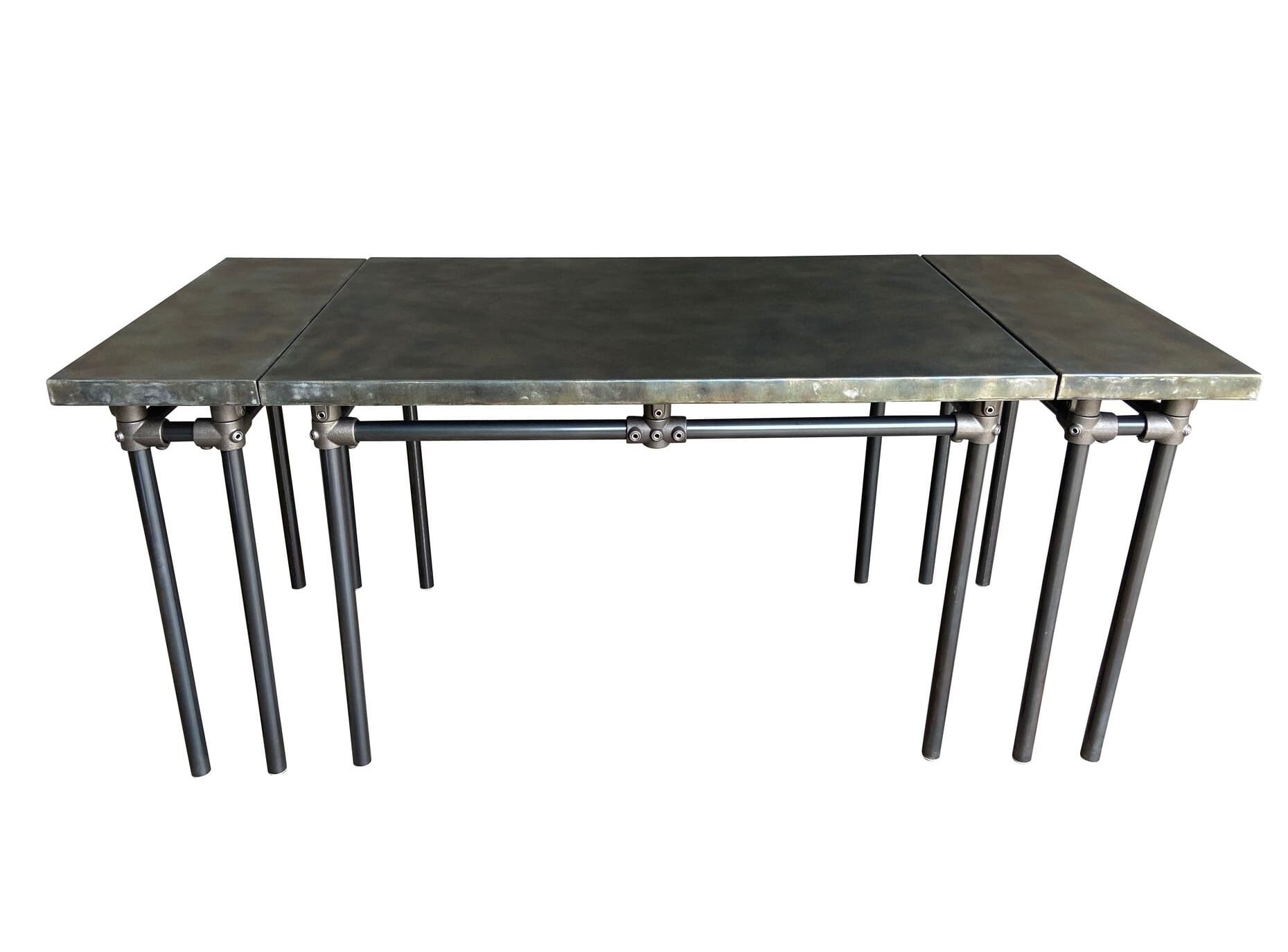 Bespoke Zinc Top Kitchen Table With Extension Tables - D1878