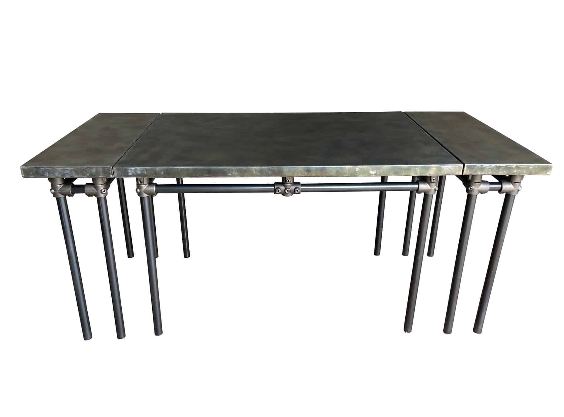 Bespoke Zinc Top Kitchen Table With Extension Tables