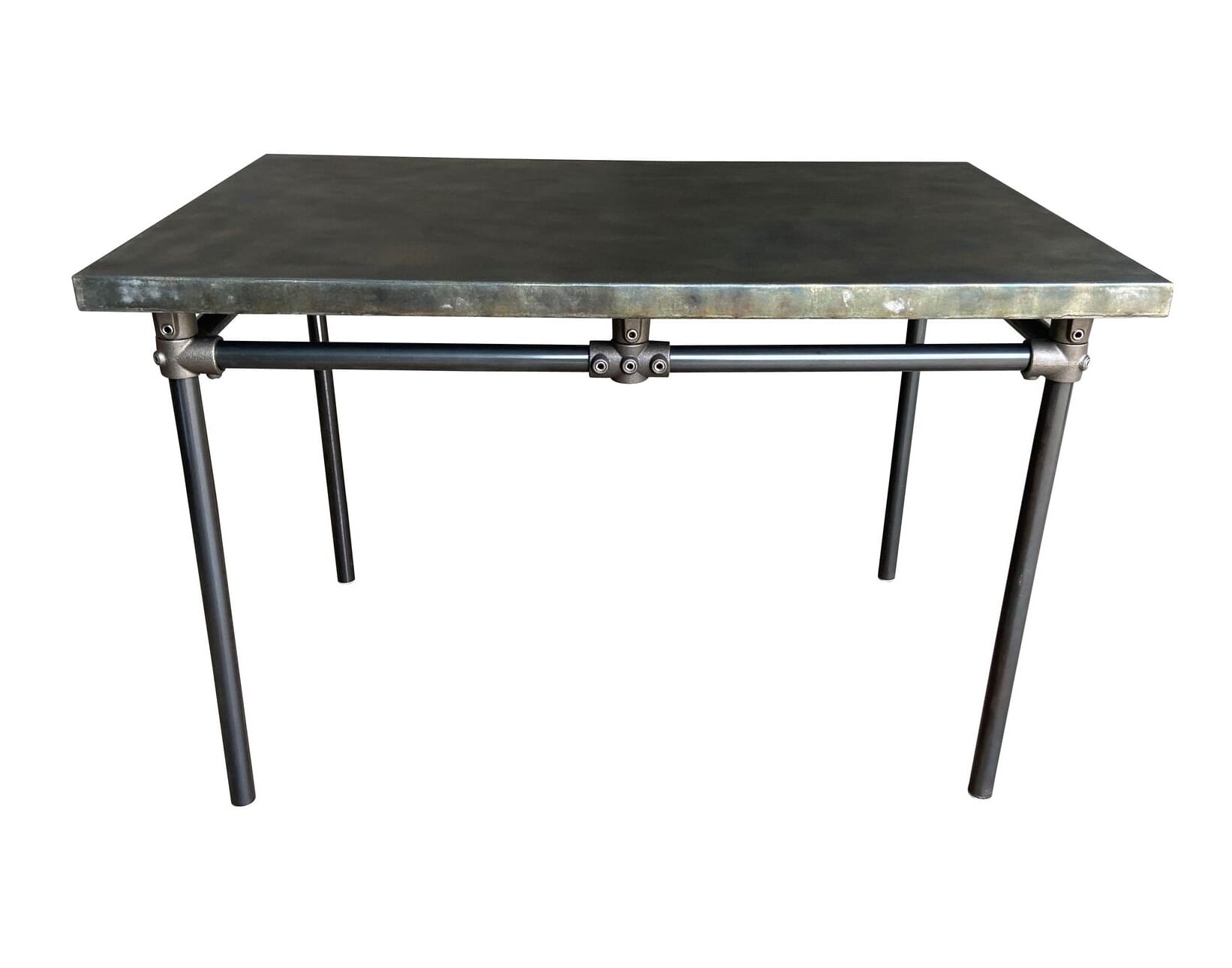 Bespoke Zinc Top Kitchen Table With Dark Metal Base - D1873