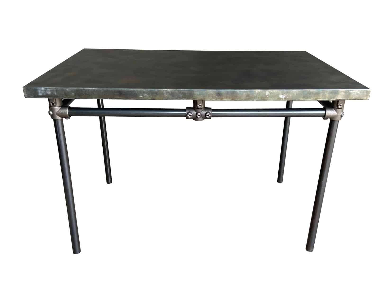 Bespoke Zinc Top Kitchen Table With Dark Metal Base
