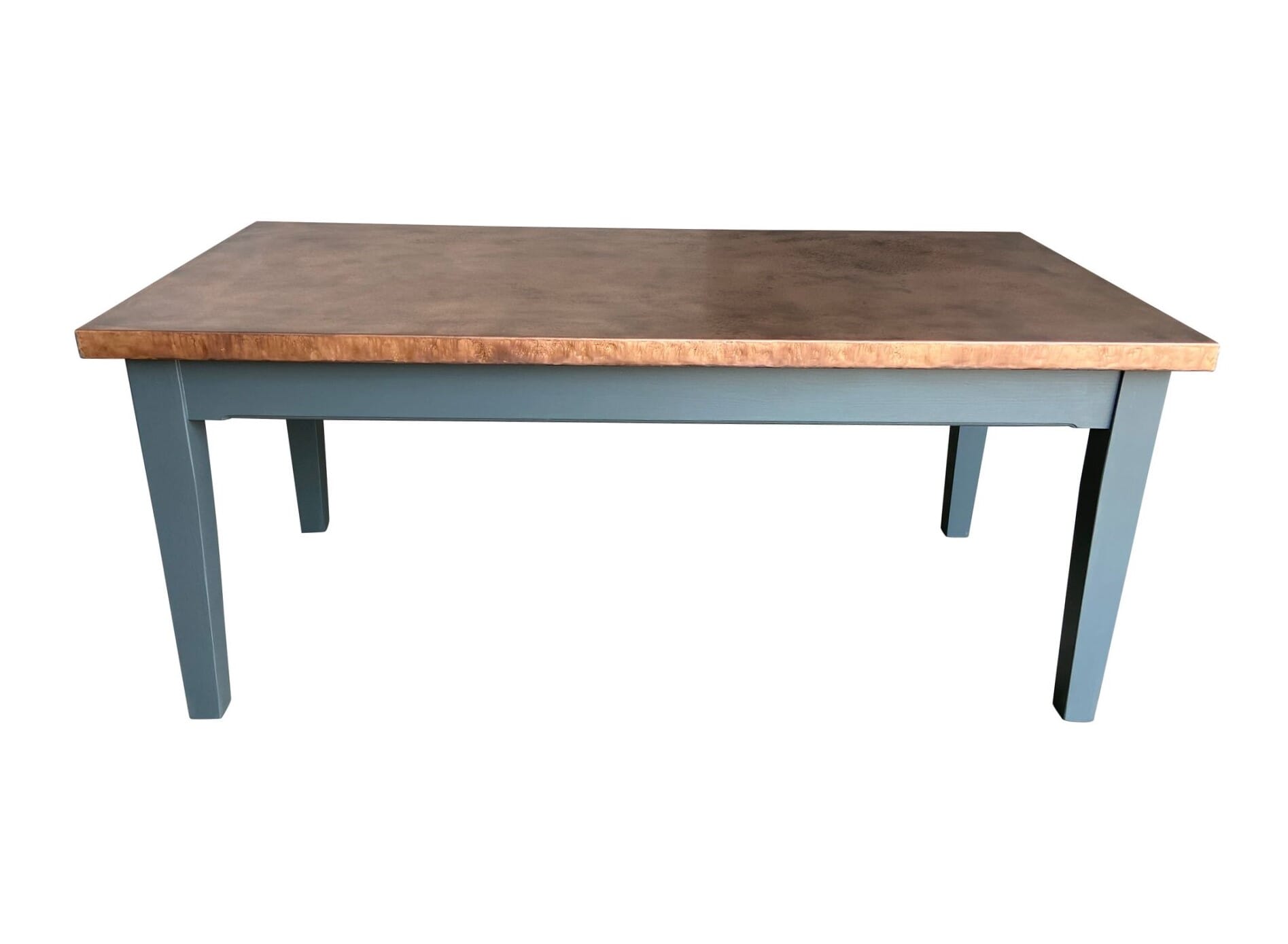 Handmade Antique Copper Top Table With Painted Base - D1881
