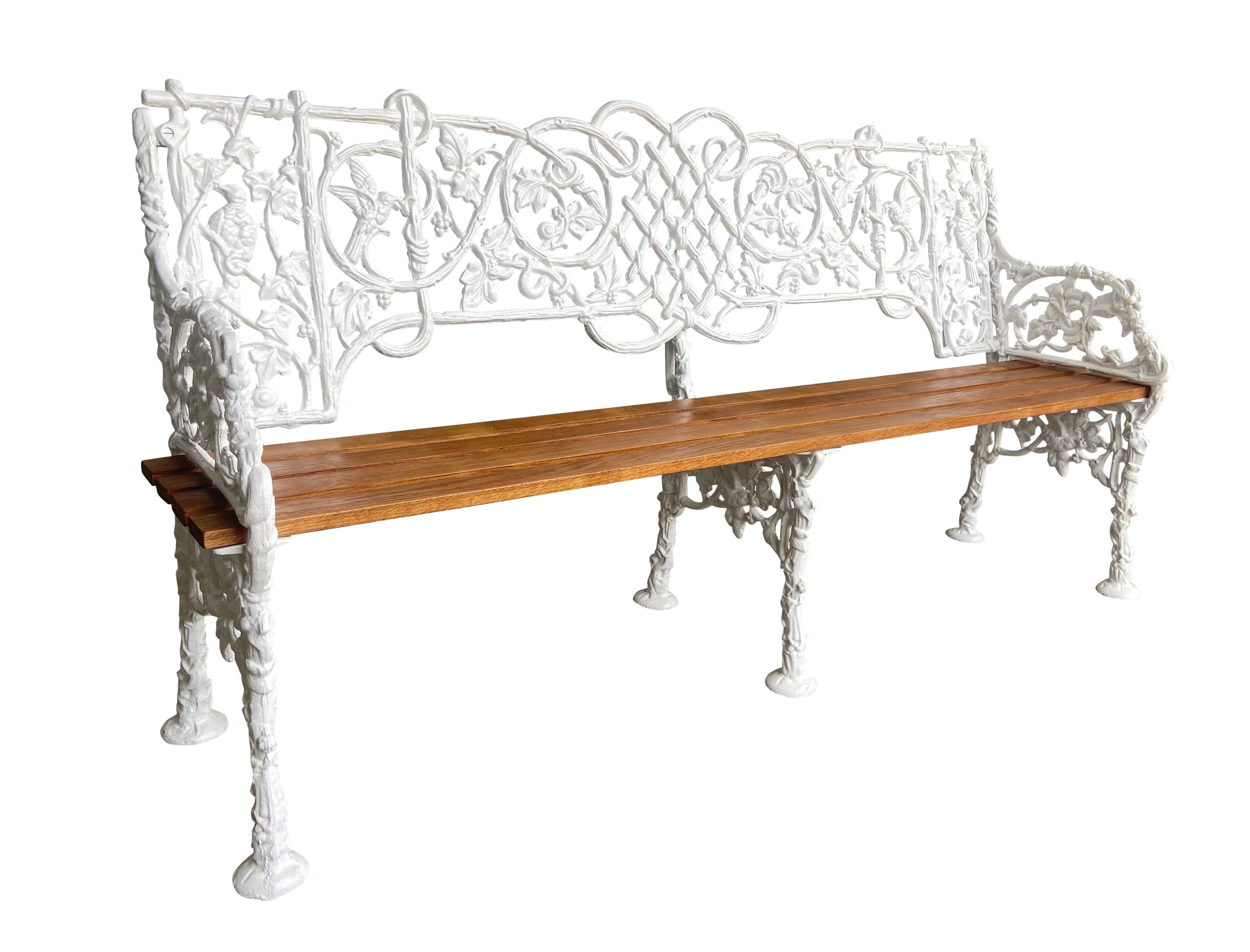 Salvaged Cast Iron Decorative Garden Bench With Oak Laths - 9471