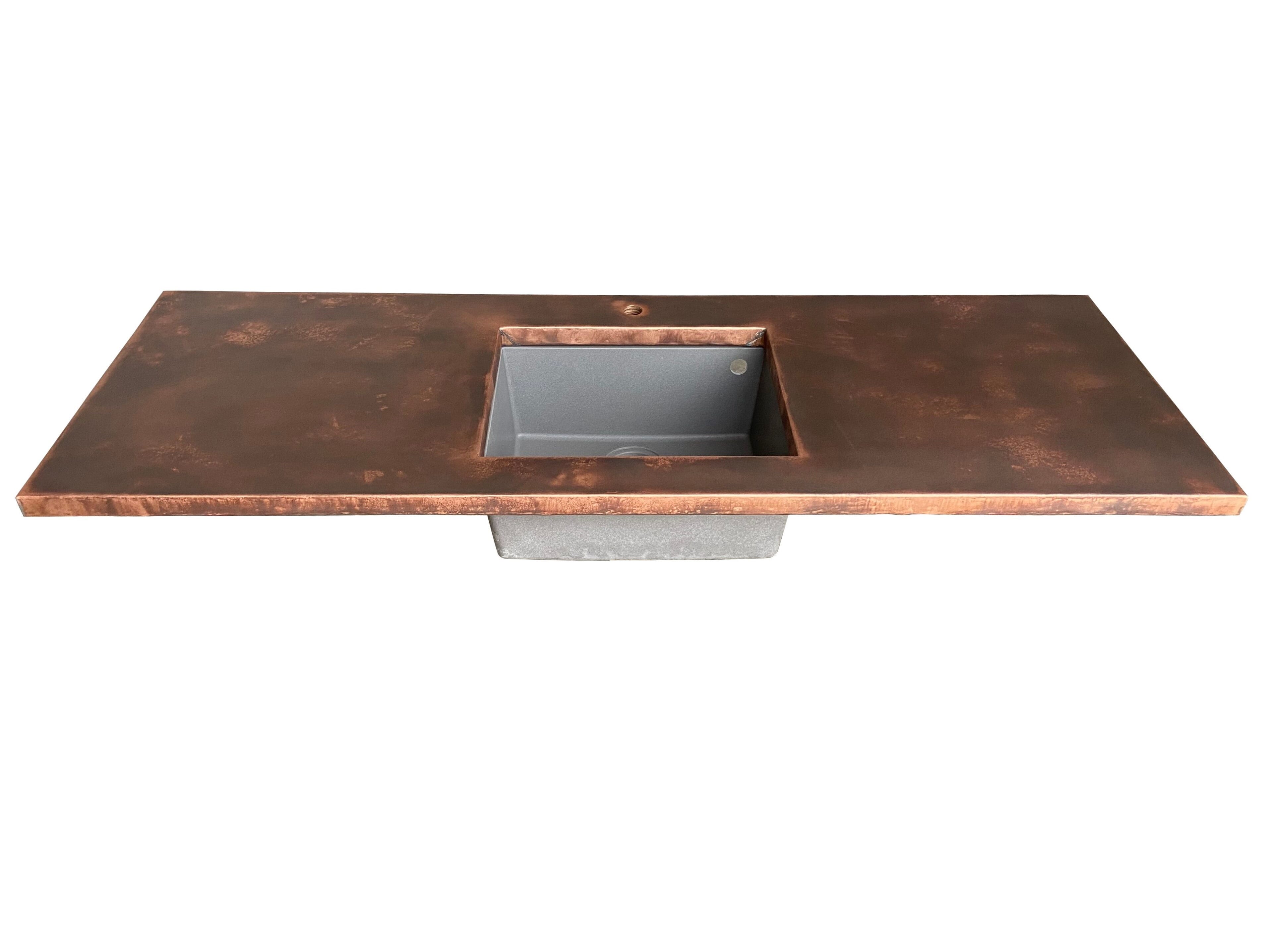 Bespoke Antique Copper Kitchen Worktop With Sink Cutout - D1883
