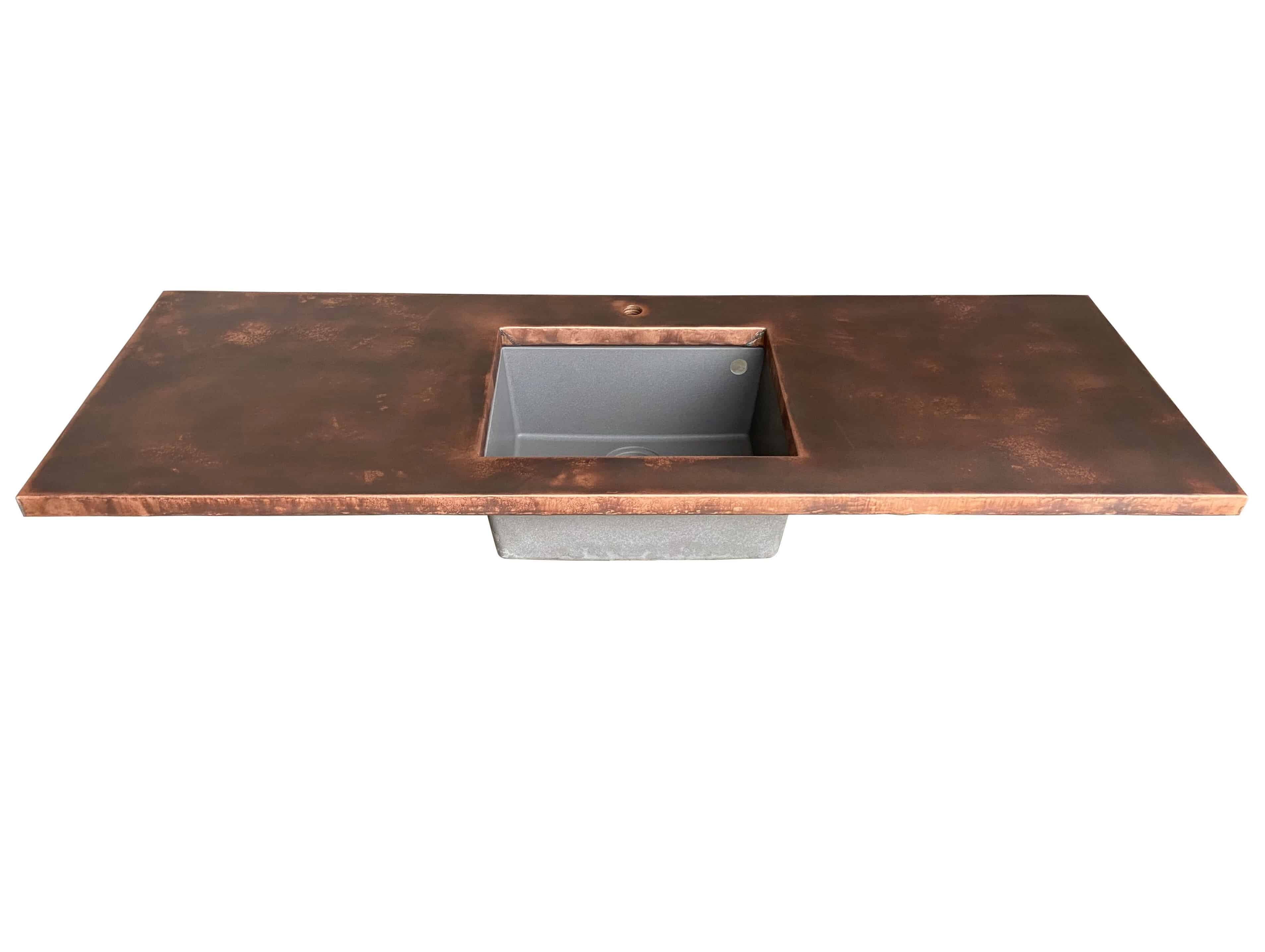 Bespoke Antique Copper Kitchen Worktop With Sink Cutout
