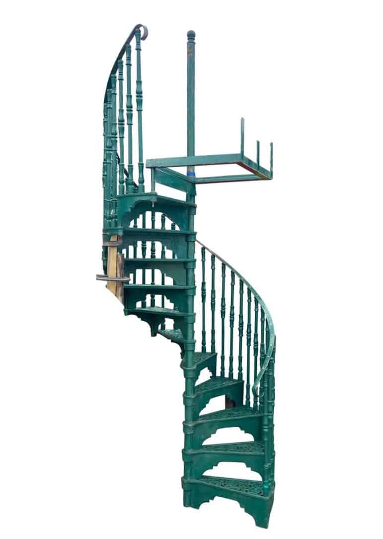 Reclaimed Cast Iron Elite Spiral Staircase With Balcony