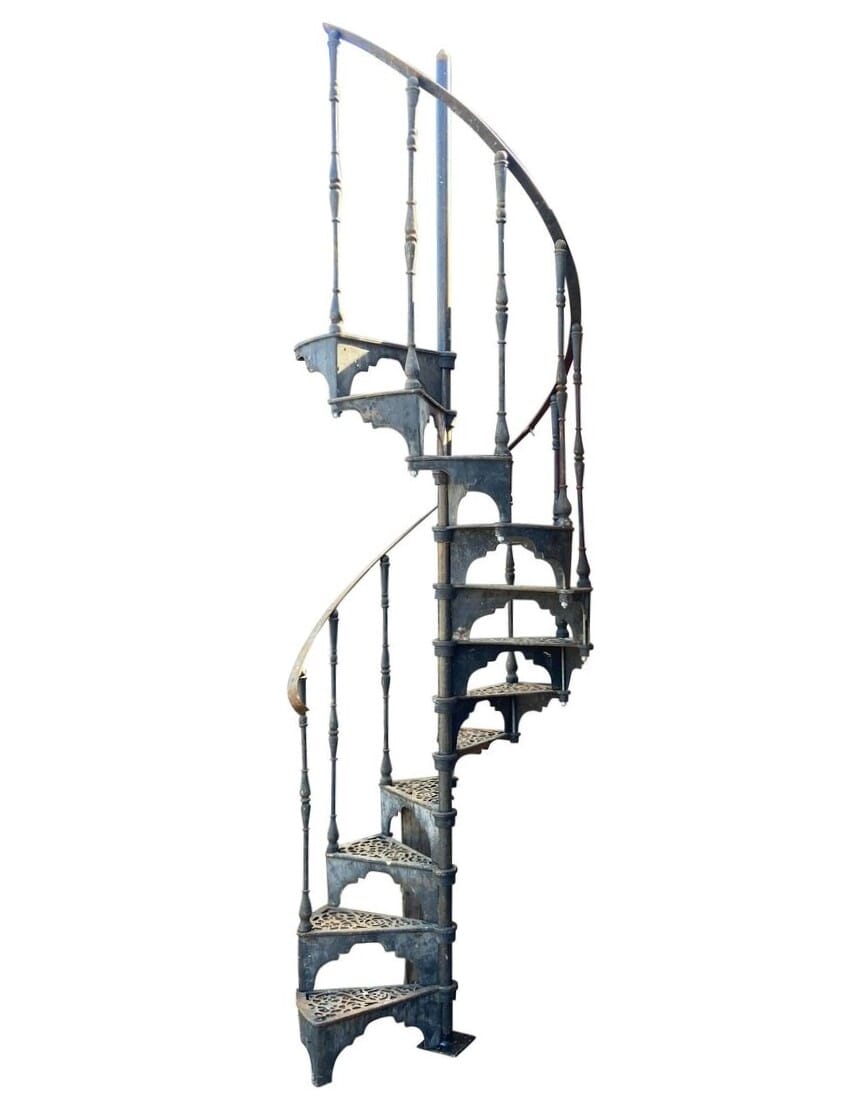 Reclaimed Black Cast Iron Spiral Staircase - 9502