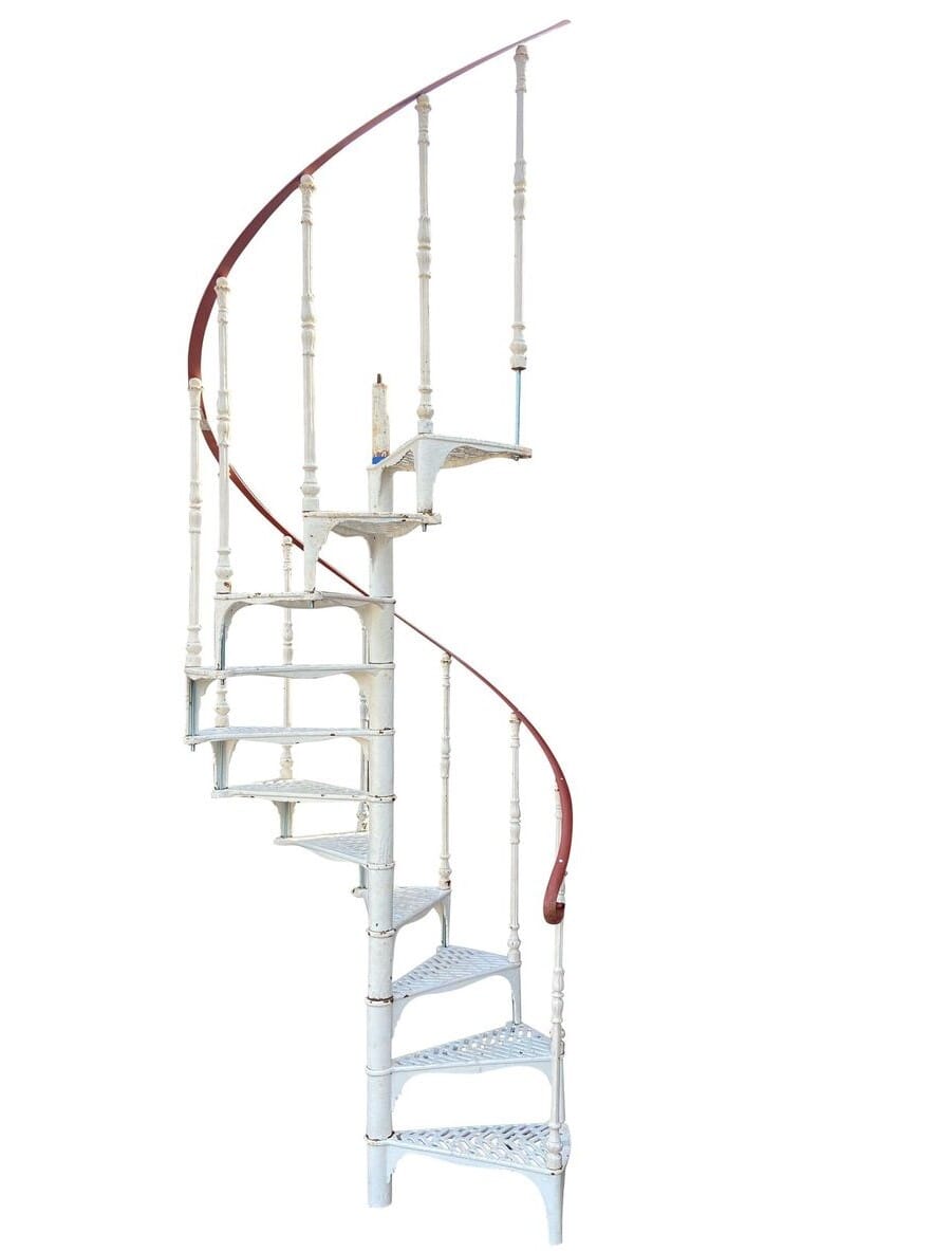 Reclaimed Decorative White Cast Iron Spiral Staircase - 9476