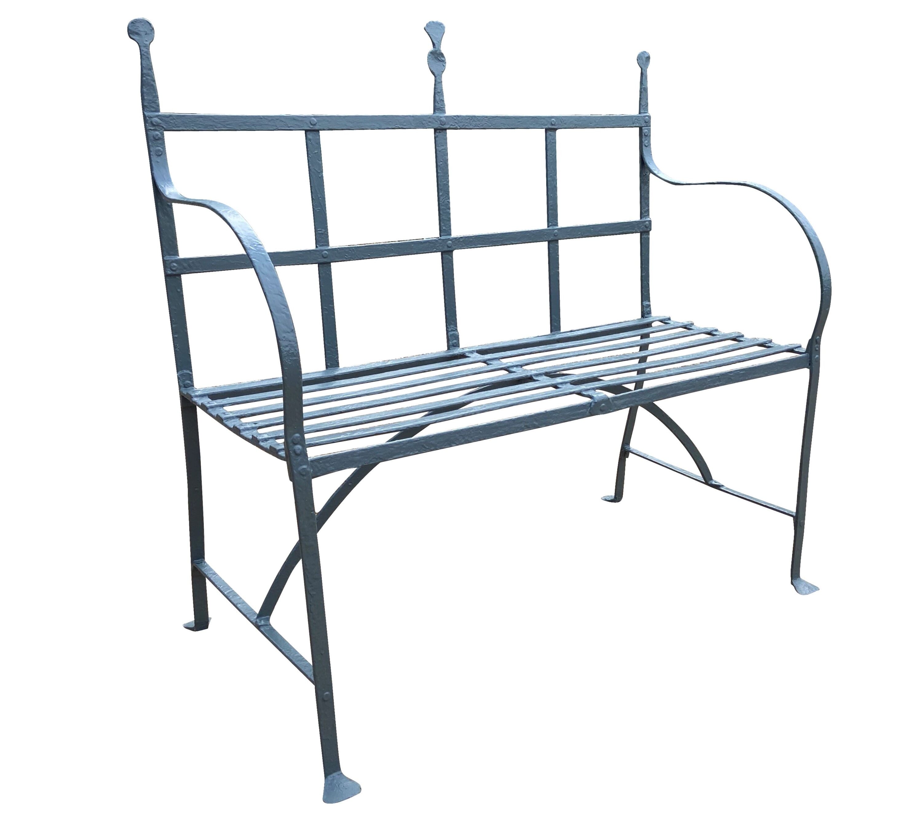 Antique Victorian Iron Strapwork Outdoor Garden Bench - 9485