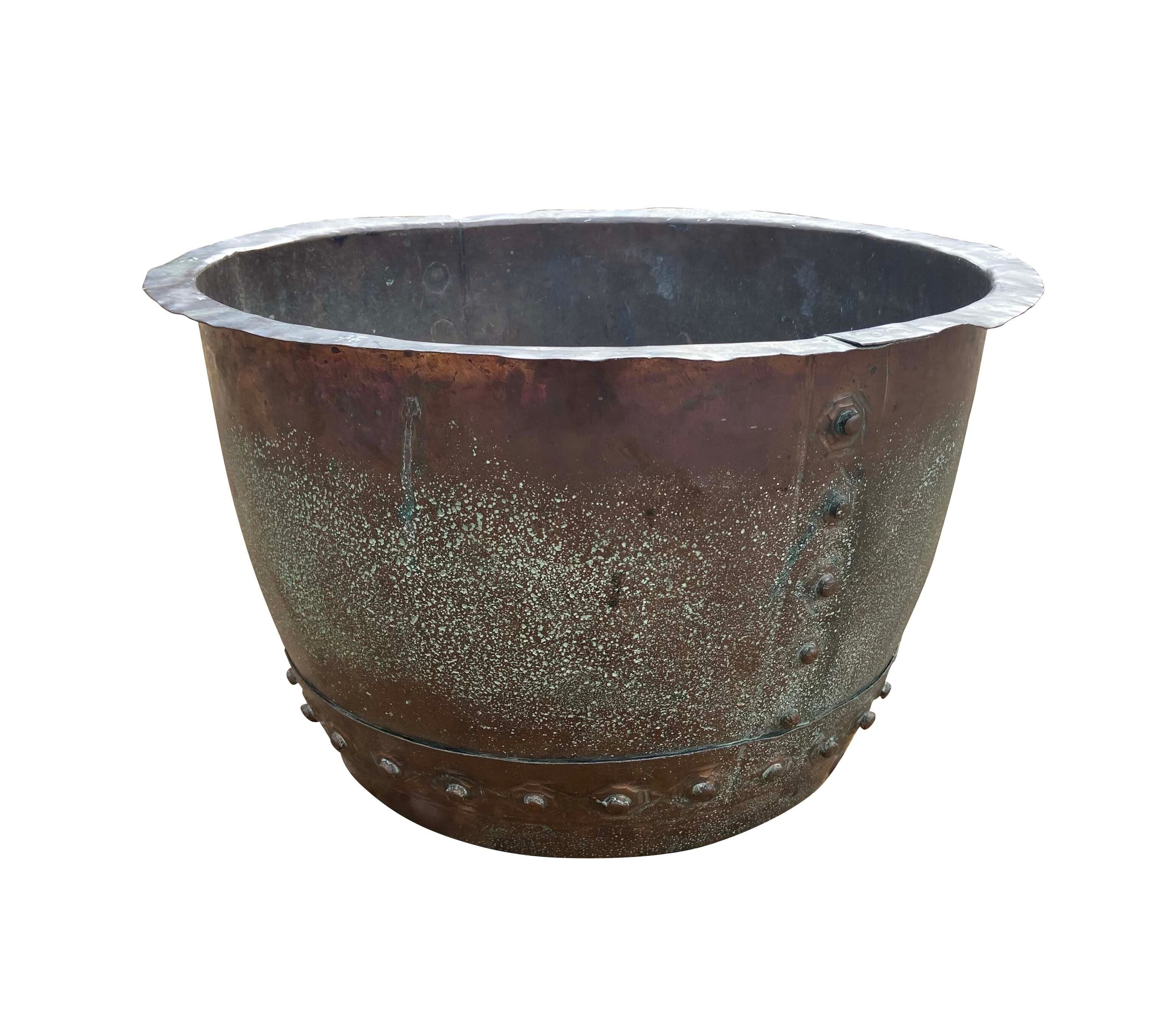 Old Victorian Outdoor Copper Garden Pot / Planter - 9505