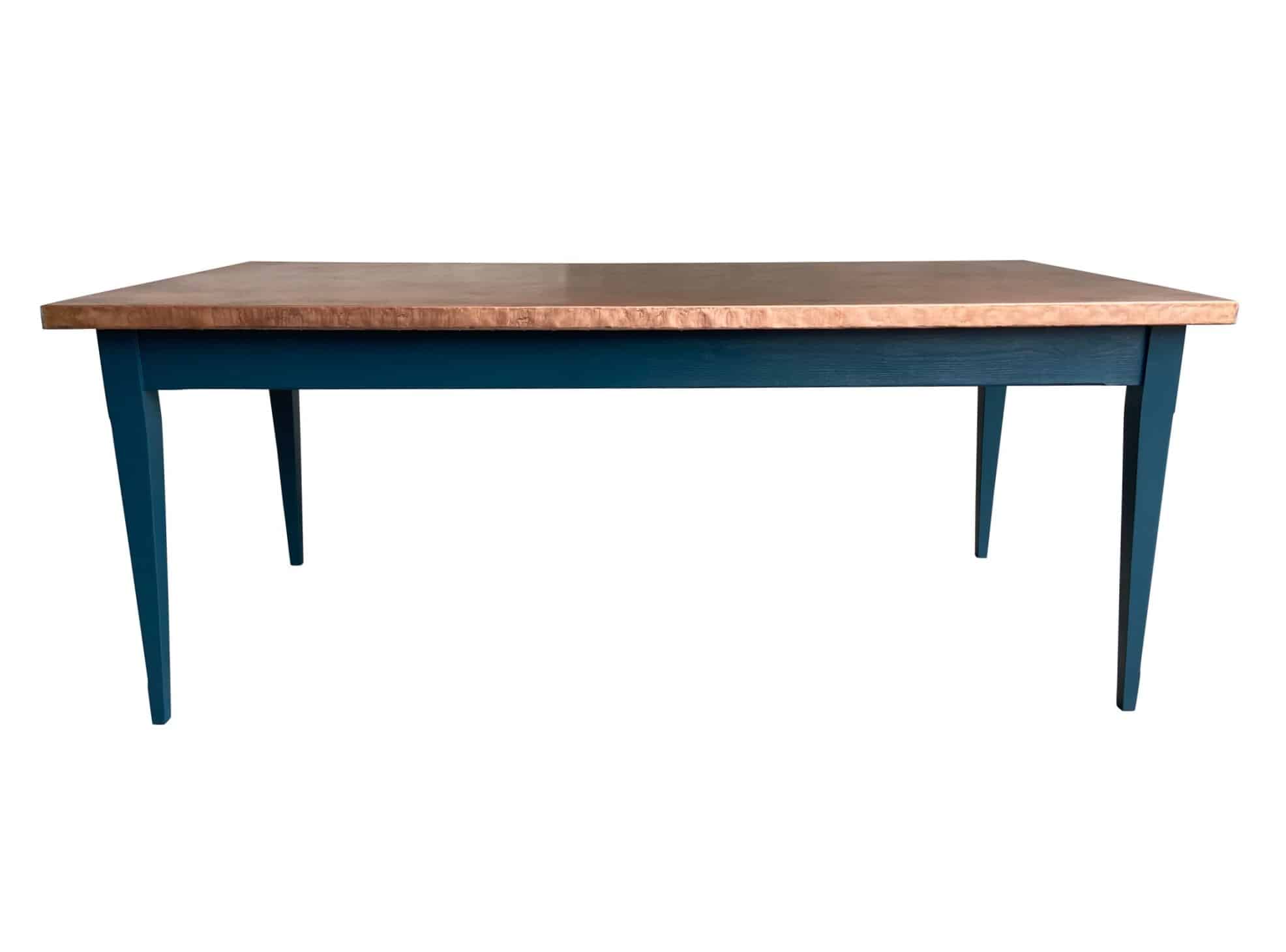 Bespoke Kitchen Copper Top Table And Wooden Painted Base