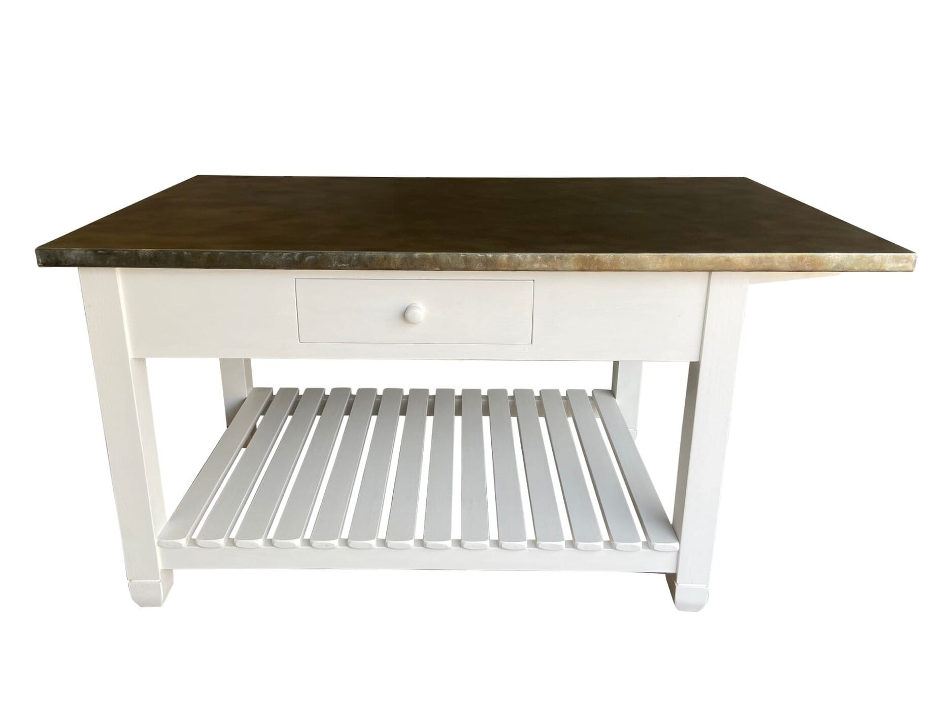 Bespoke Zinc Kitchen Unit With Slatted Shelf And Drawer - D1890
