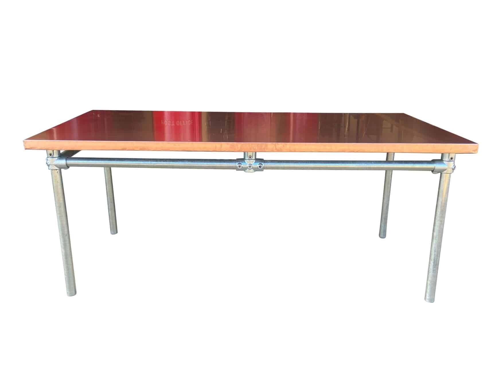 Copper Top Kitchen Table With Metal Galvanised Base