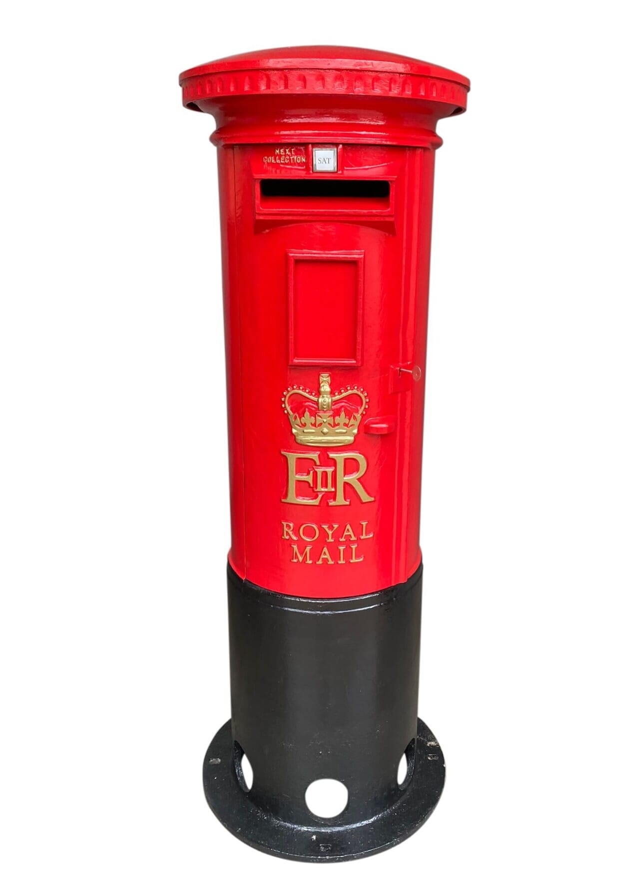 Genuine Old Reclaimed Cast Iron ER II Pillar Box - 9248