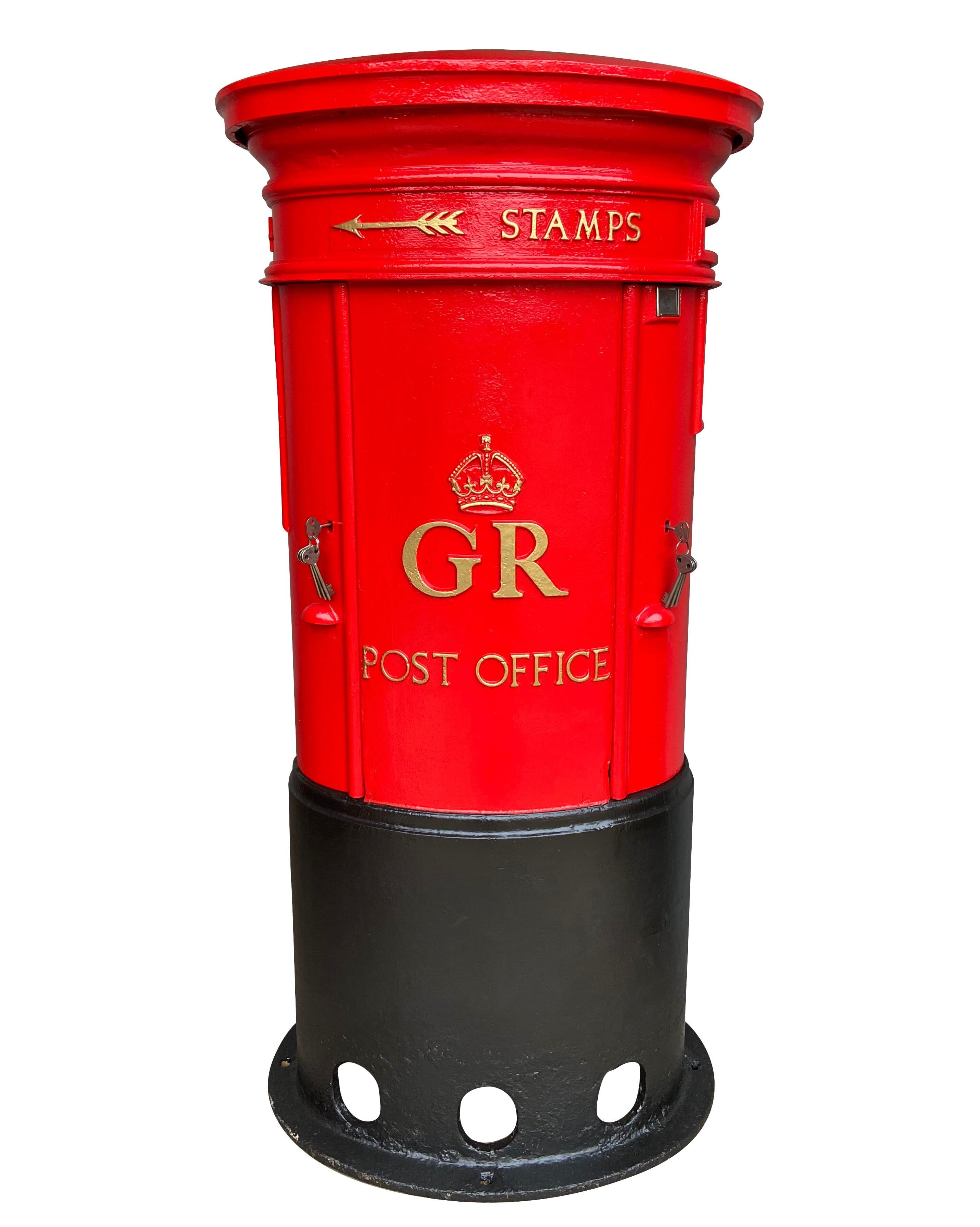 Original Rare Cast Iron GR V Double Pillar Box - 9480