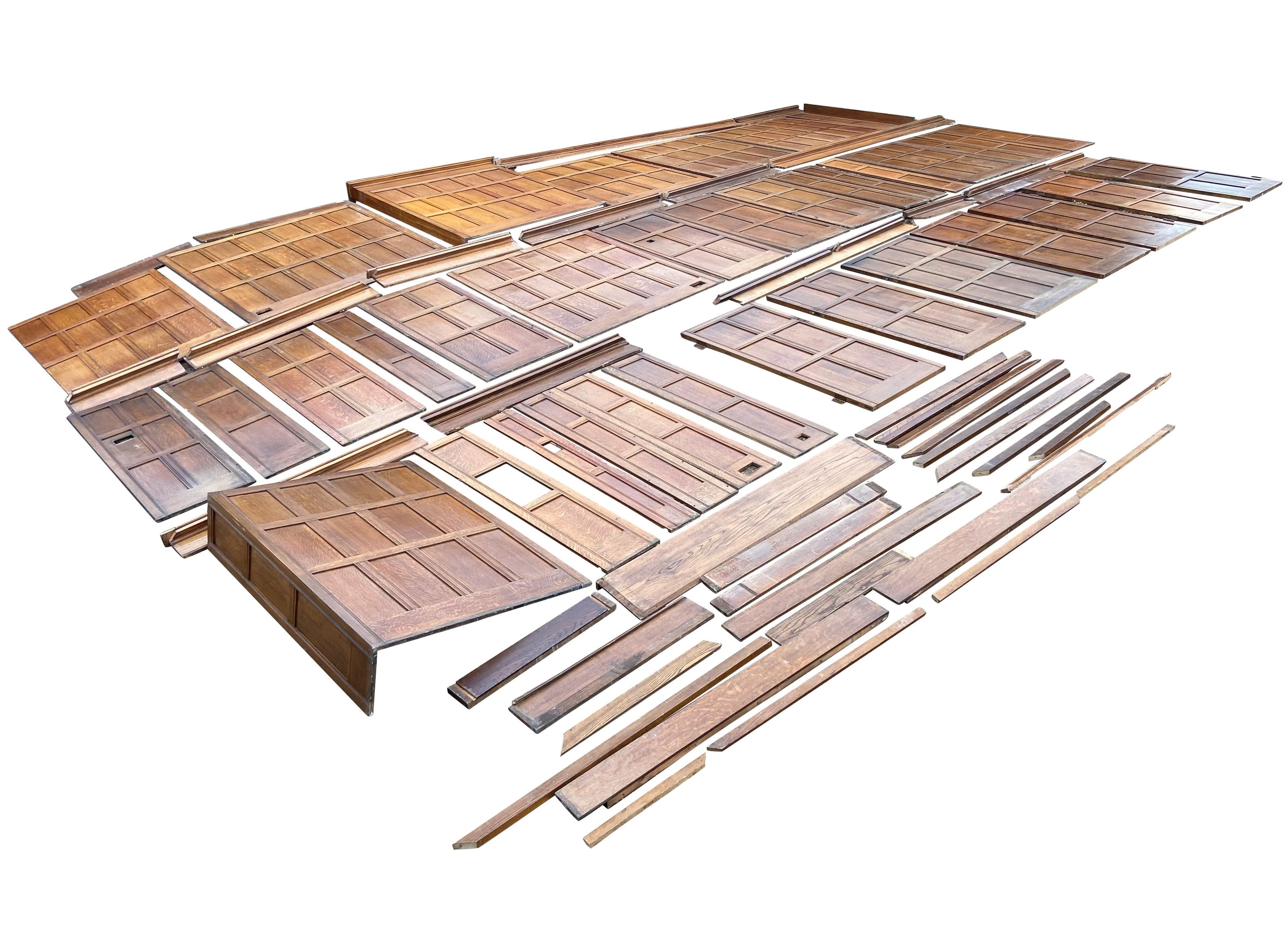 Reclaimed Solid Oak Wall Panelling With 7 Solid Oak Doors - D1904