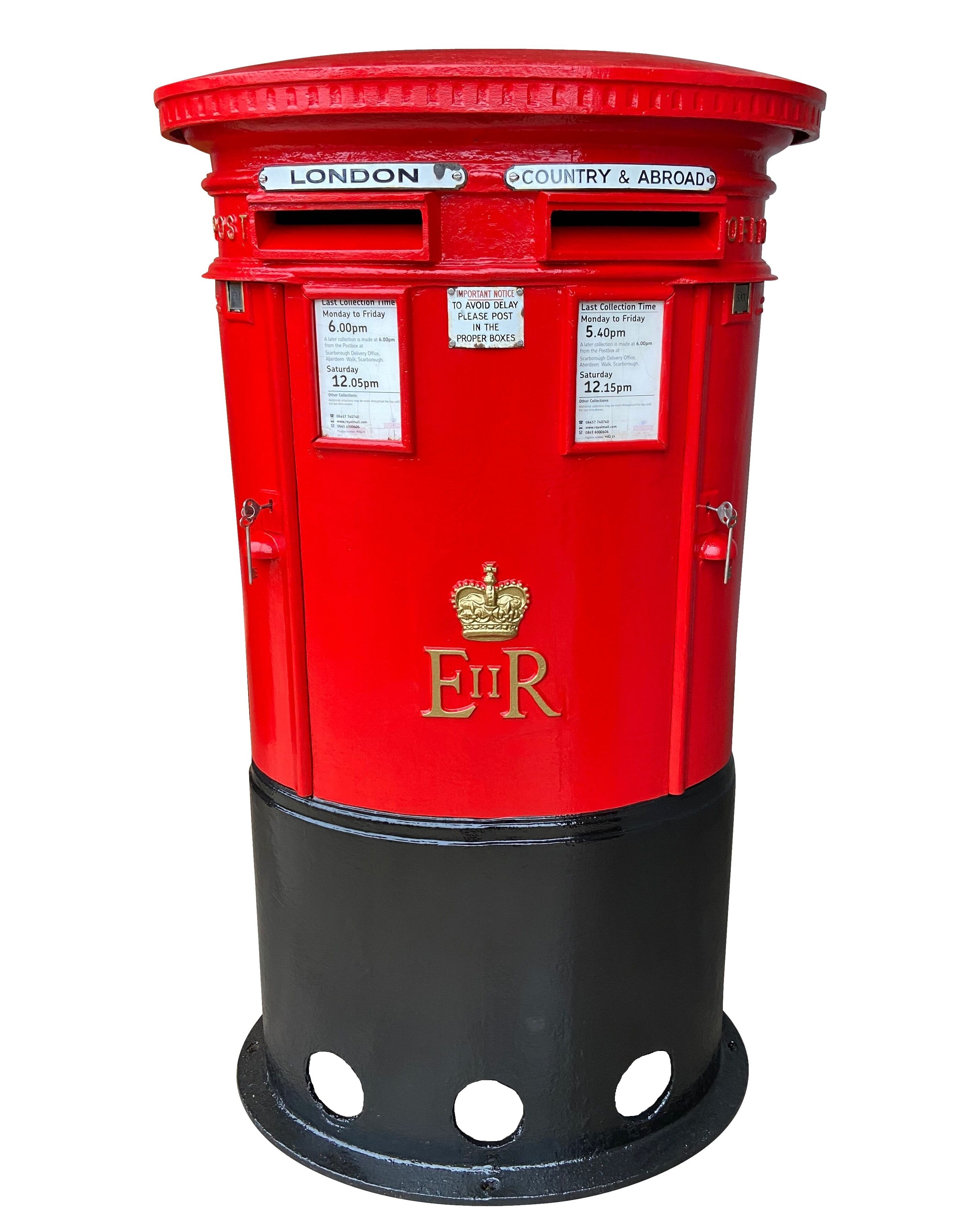 Post Office Original ER II Double Cast Iron Pillar Box - 9528
