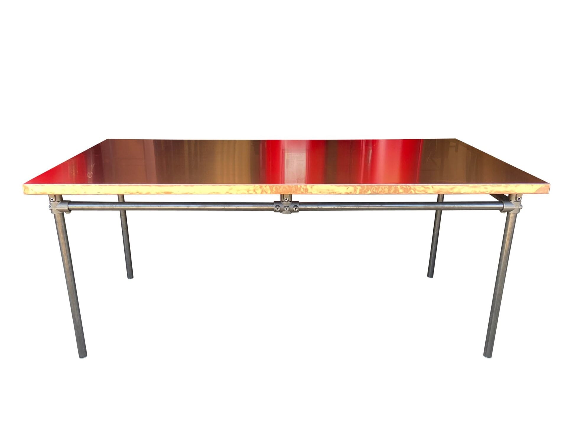 Copper Top Kitchen Table With Dark Metal Base - D1906