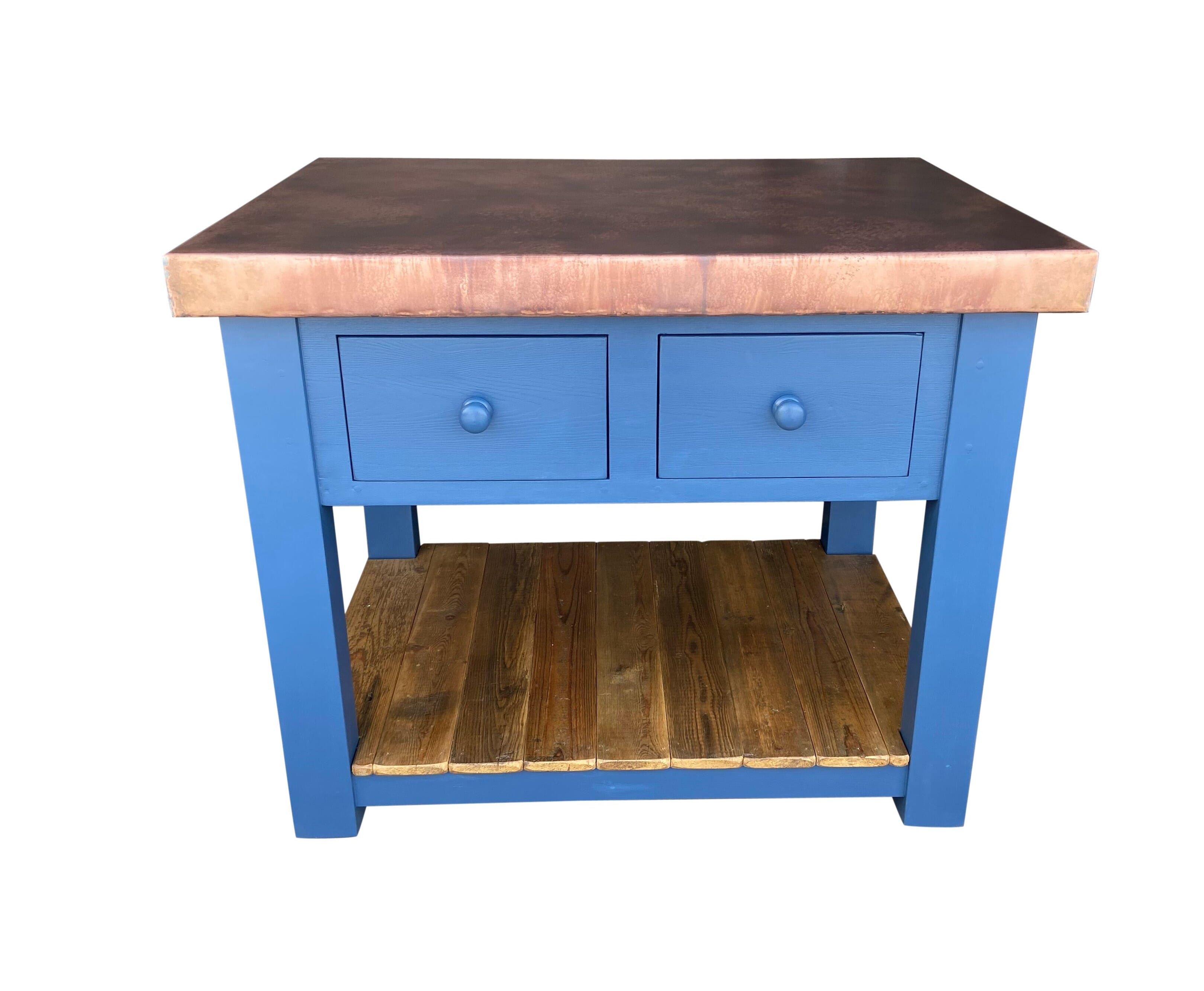 Bespoke Kitchen Antique Copper Butchers Block Unit - D1907