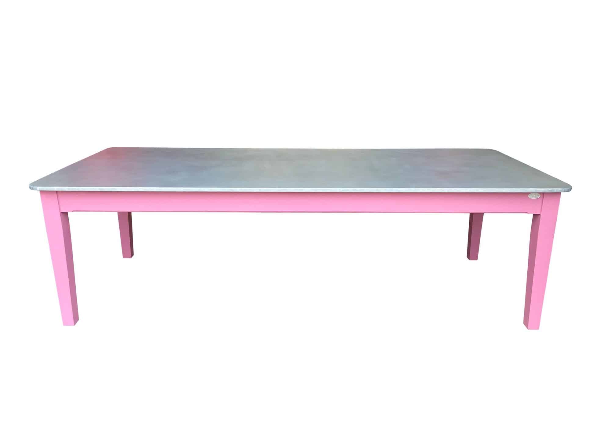 Handmade Large Antique Distressed Zinc Top Kitchen Table