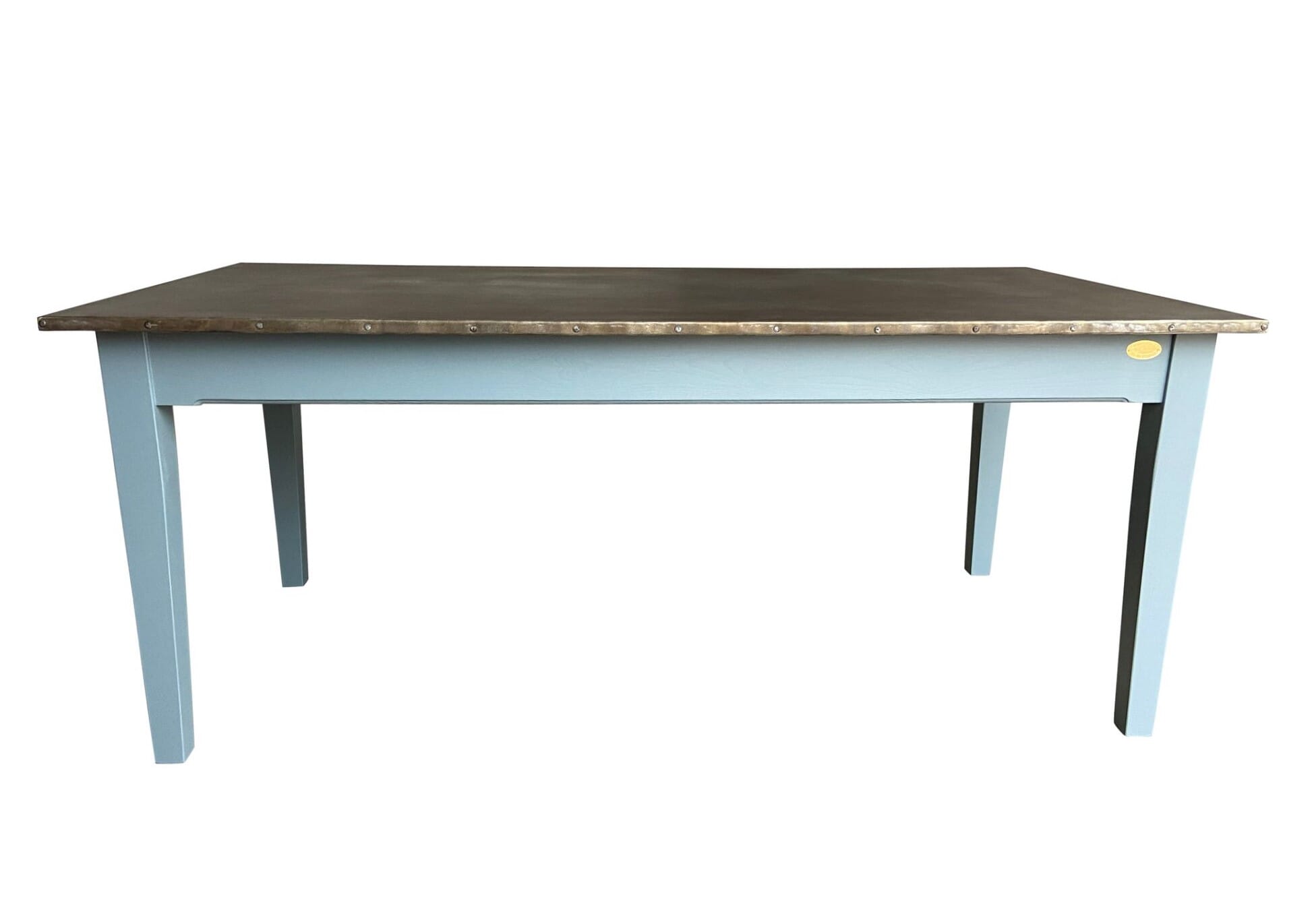 Handmade Antique Zinc Top Kitchen Table With Nail Design - D1912