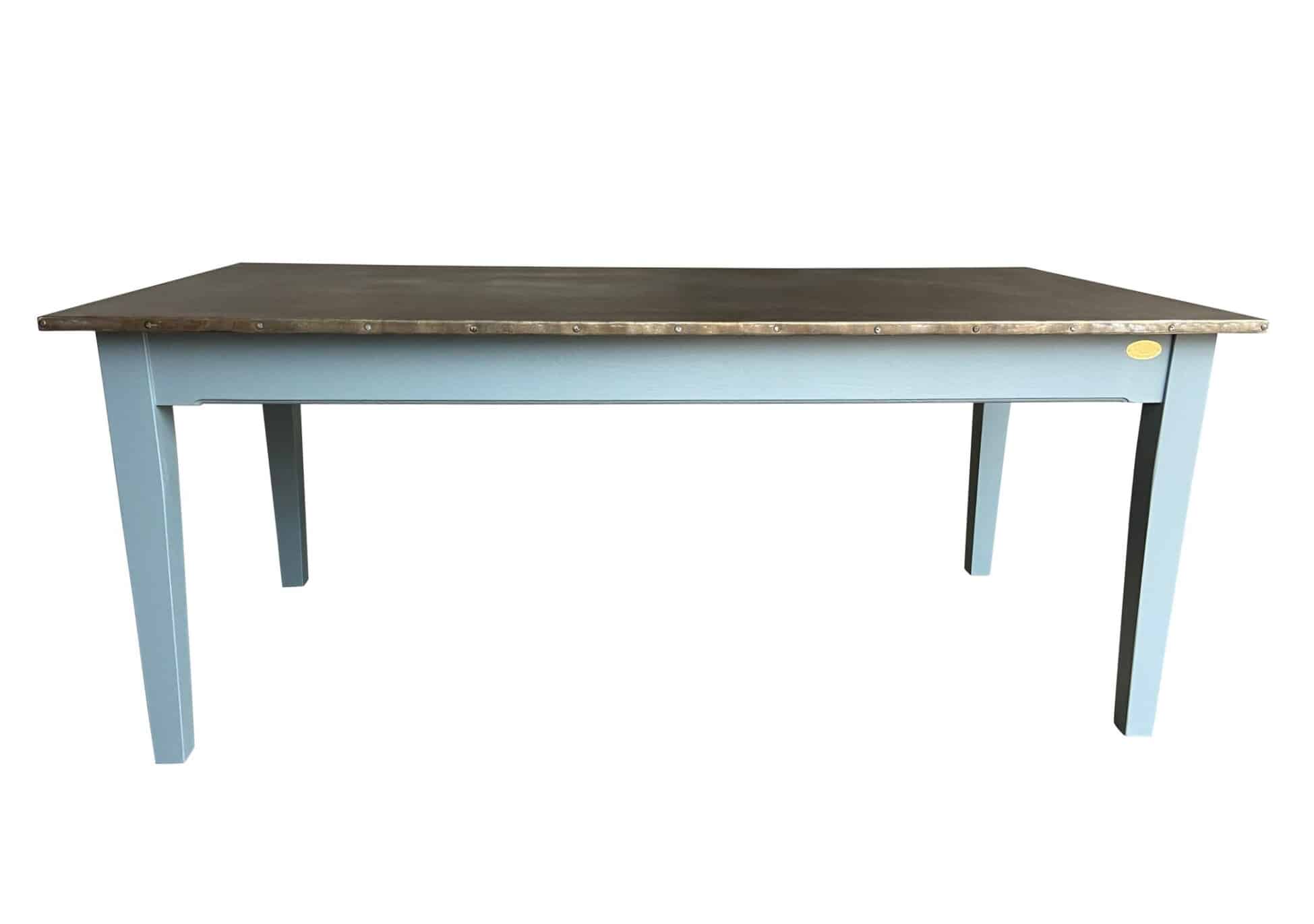 Handmade Antique Zinc Top Kitchen Table With Nail Design