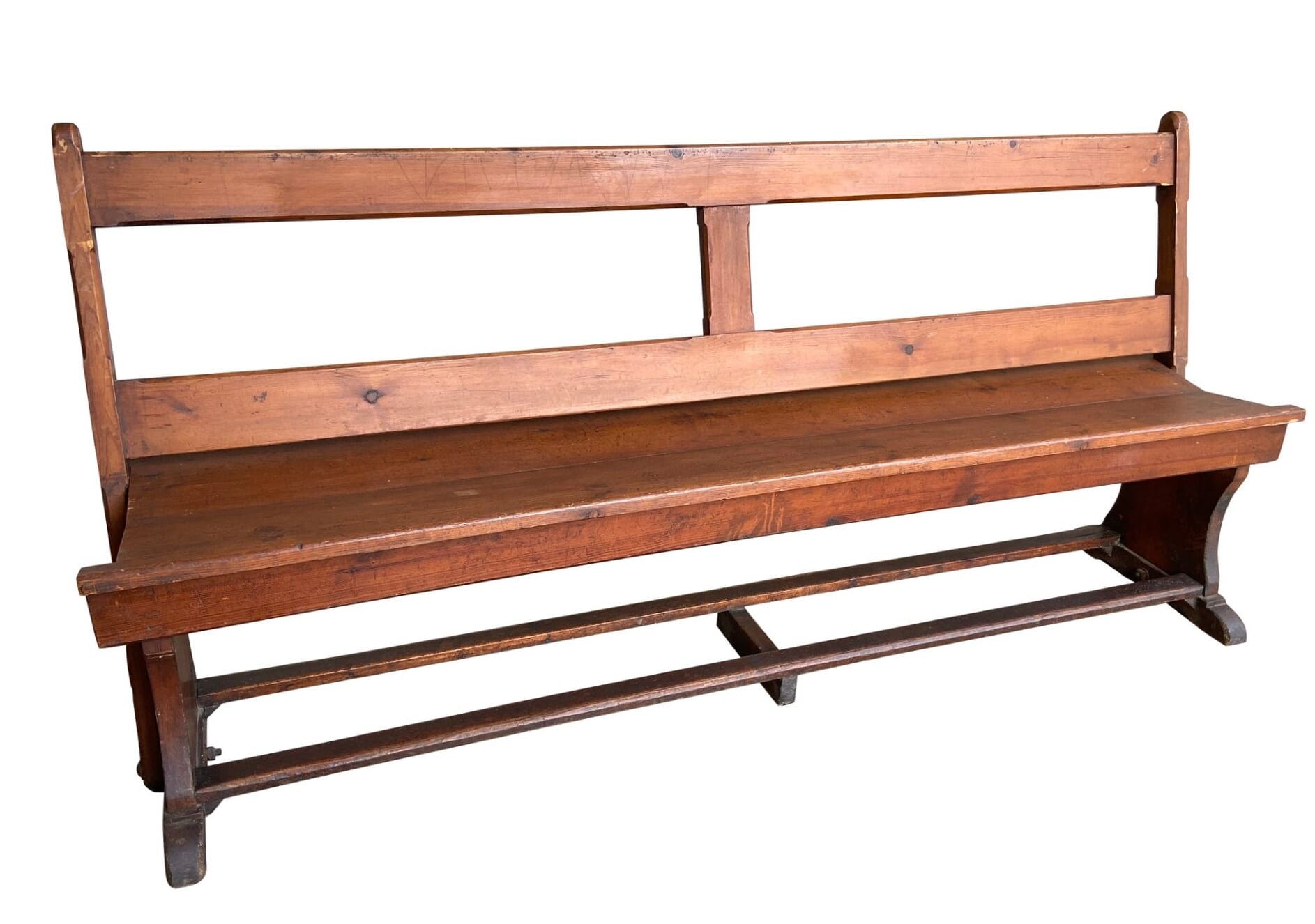 Reclaimed Antique Pitch Pine Chapel or Church Bench - 9565F