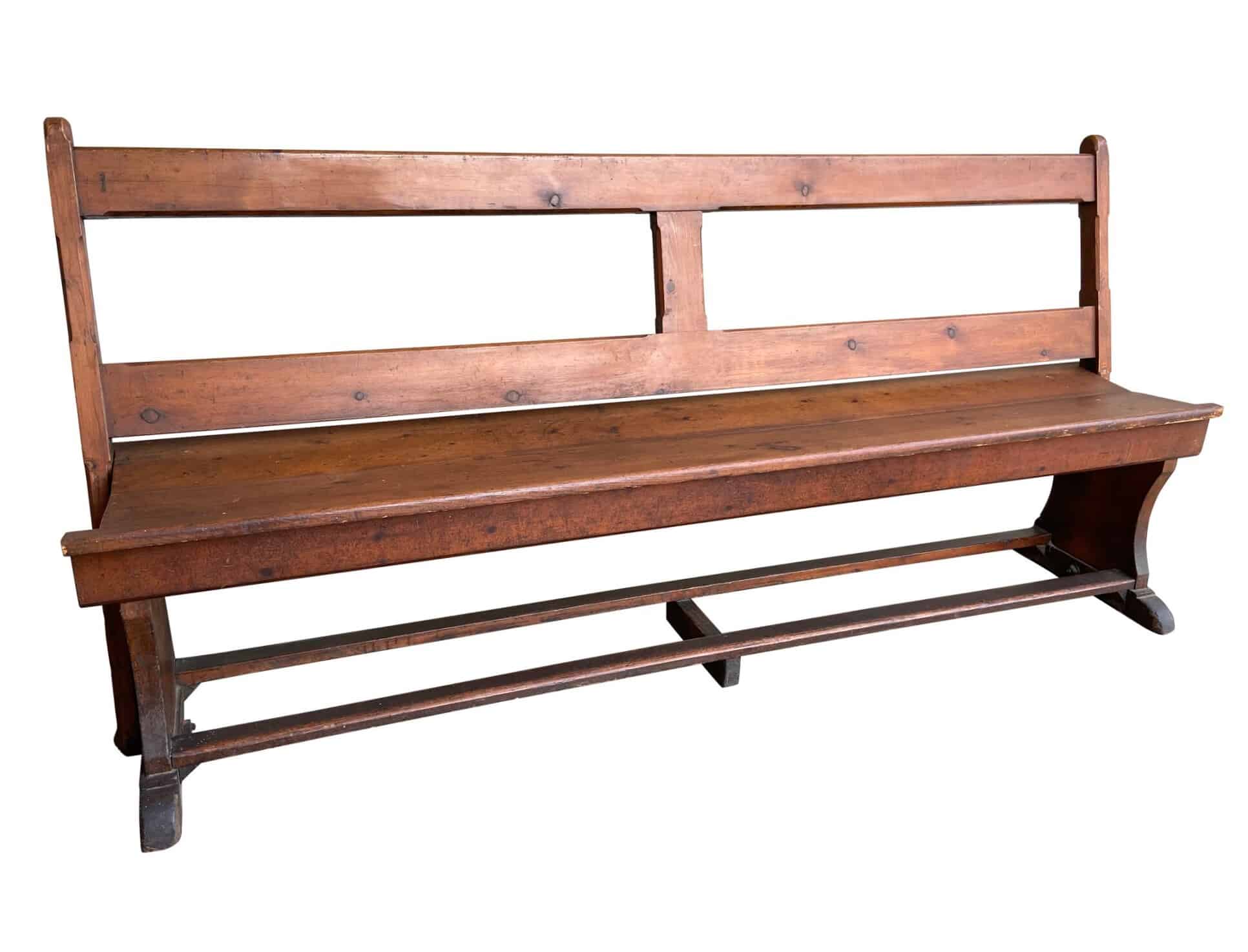 Antique Reclaimed Pitch Pine Chapel or Church Bench