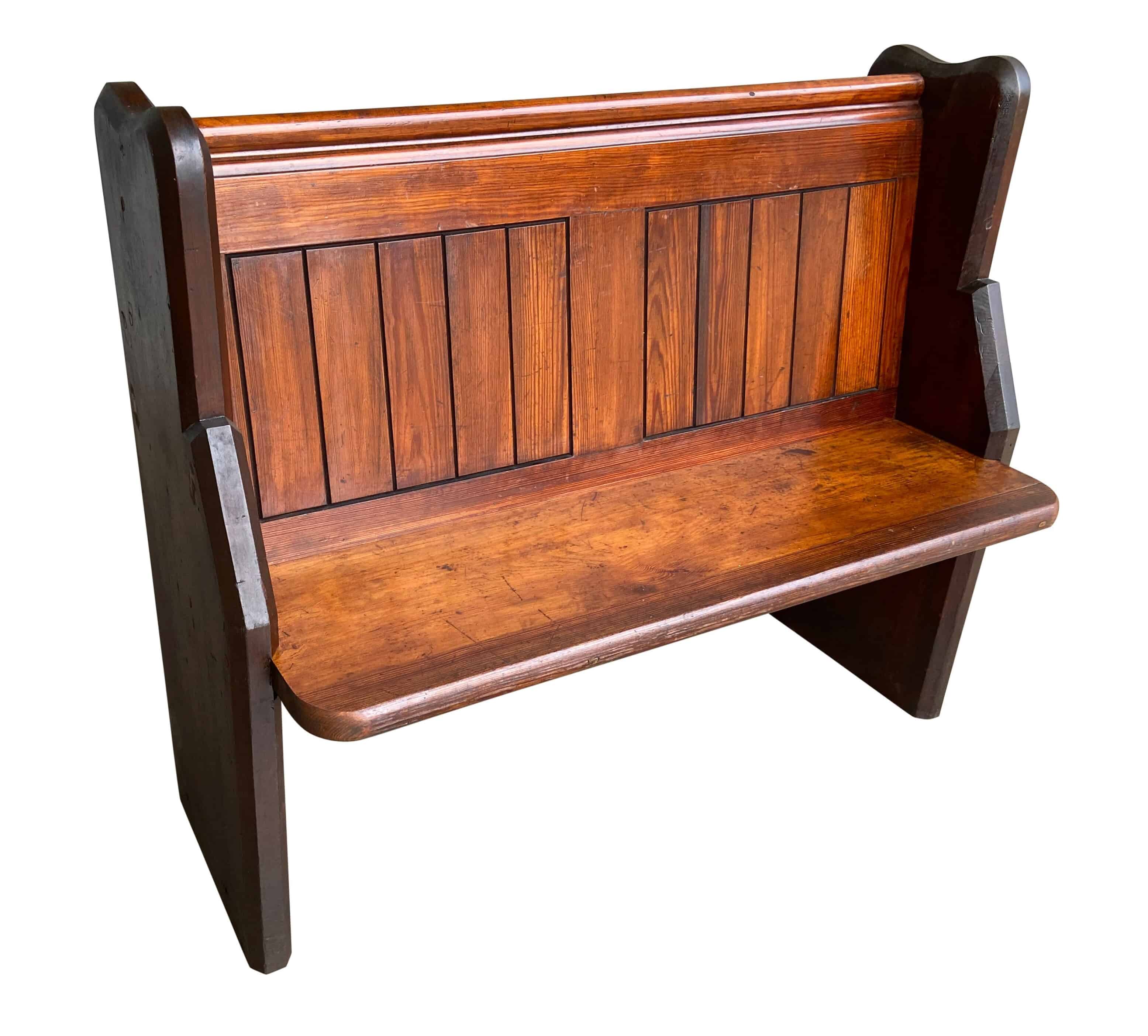Old Antique Pitch Pine Church or Chapel Pew