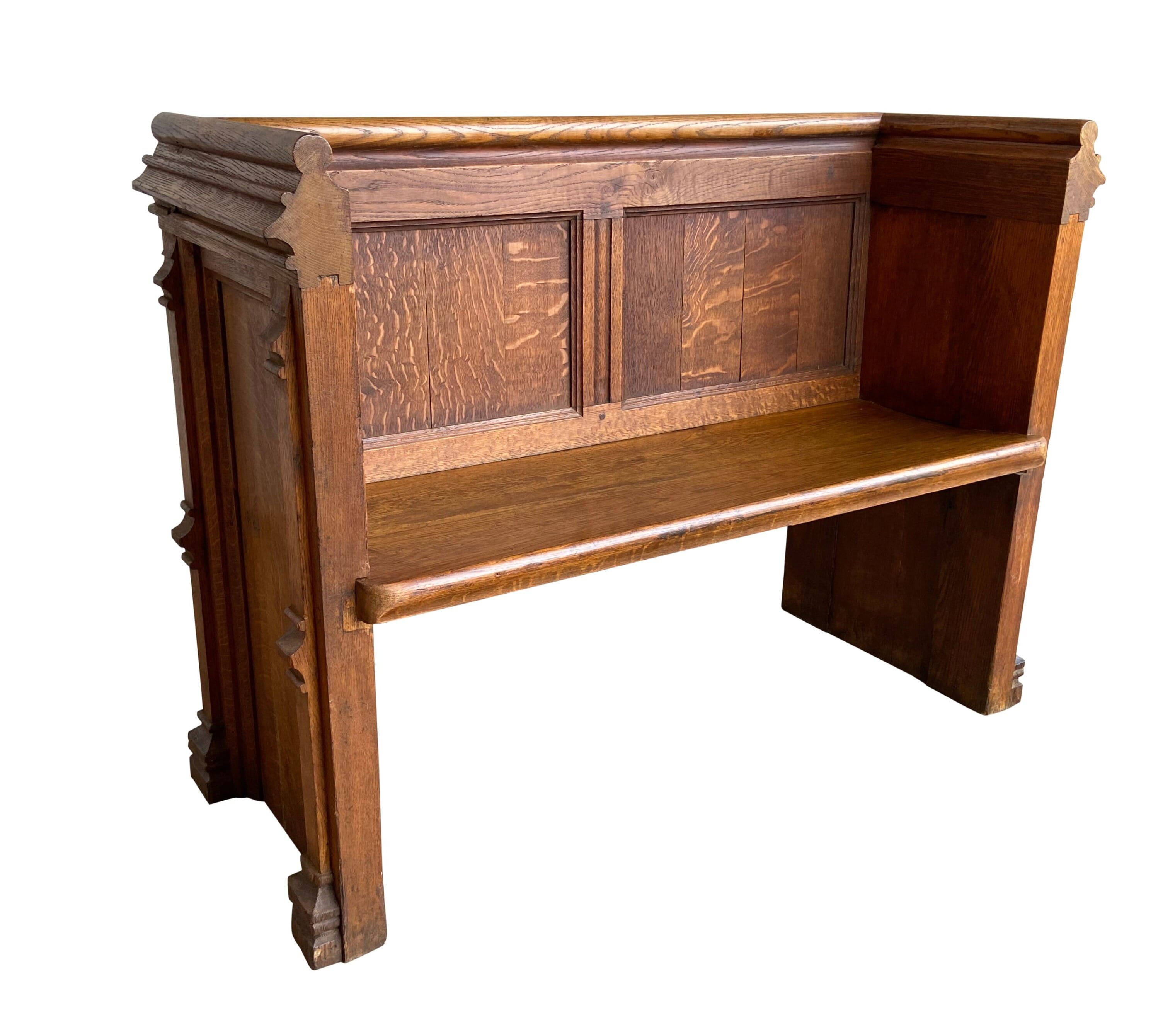 Antique Salvaged Decorative Oak Church or Chapel Pew - 9564I