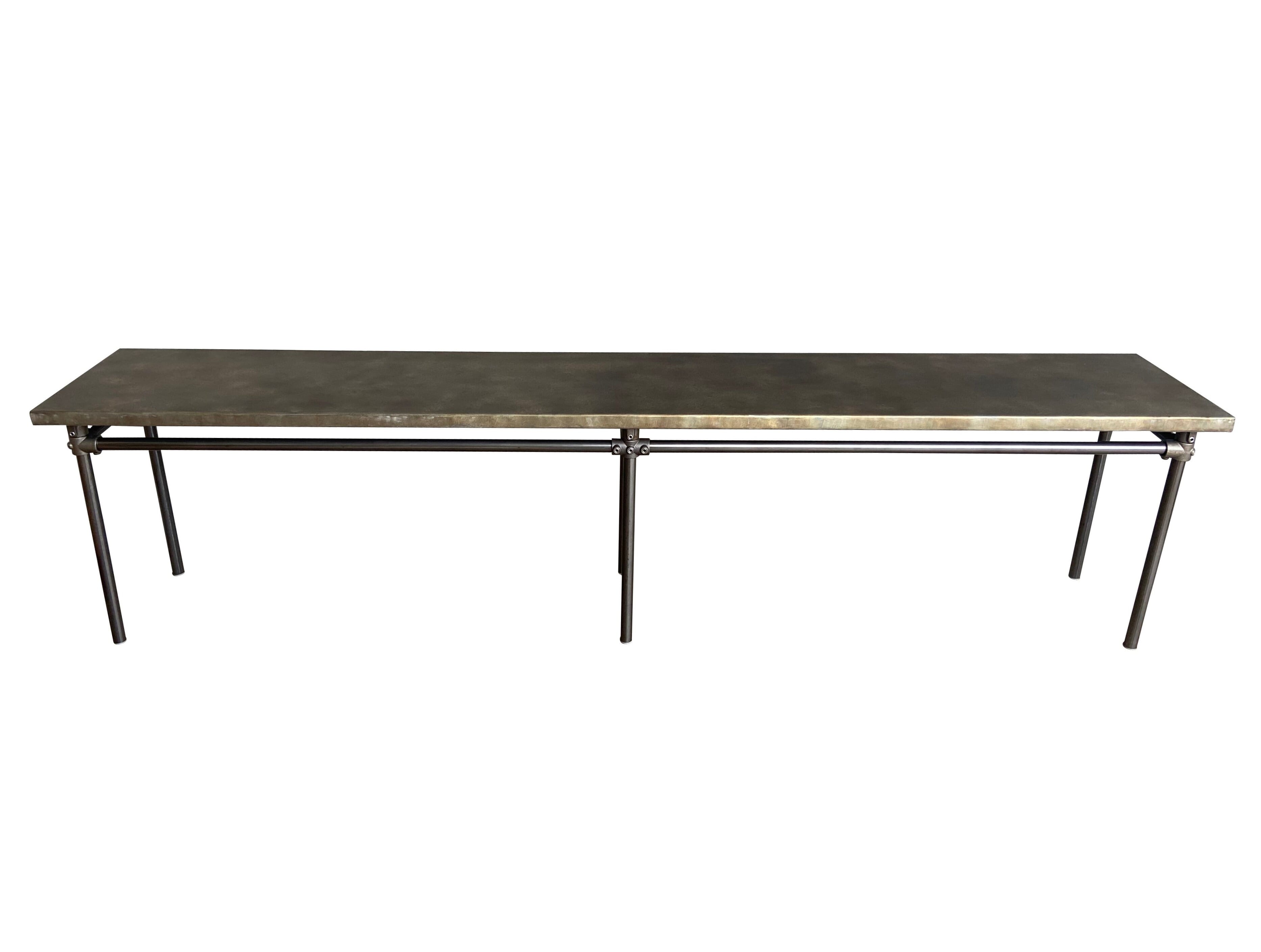 Bespoke Large Zinc Top Kitchen Table With Dark Metal Base - D1914
