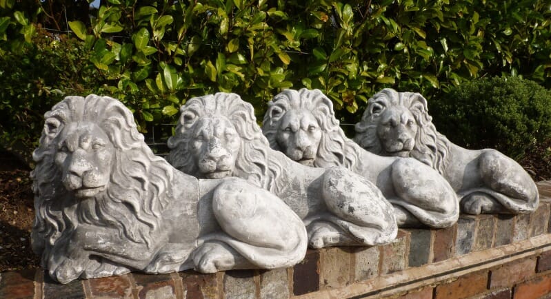 Set of 4 Recumbent Lions from Chatsworth House Sale - 6664