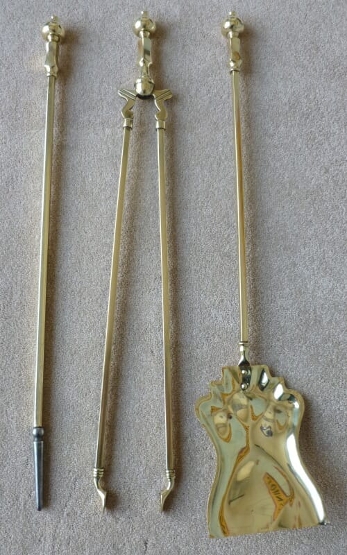 Set of Victorian Brass Fireside Irons - 6613