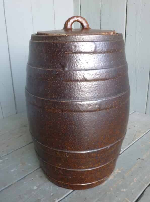 Large Antique Saltglazed Barrel