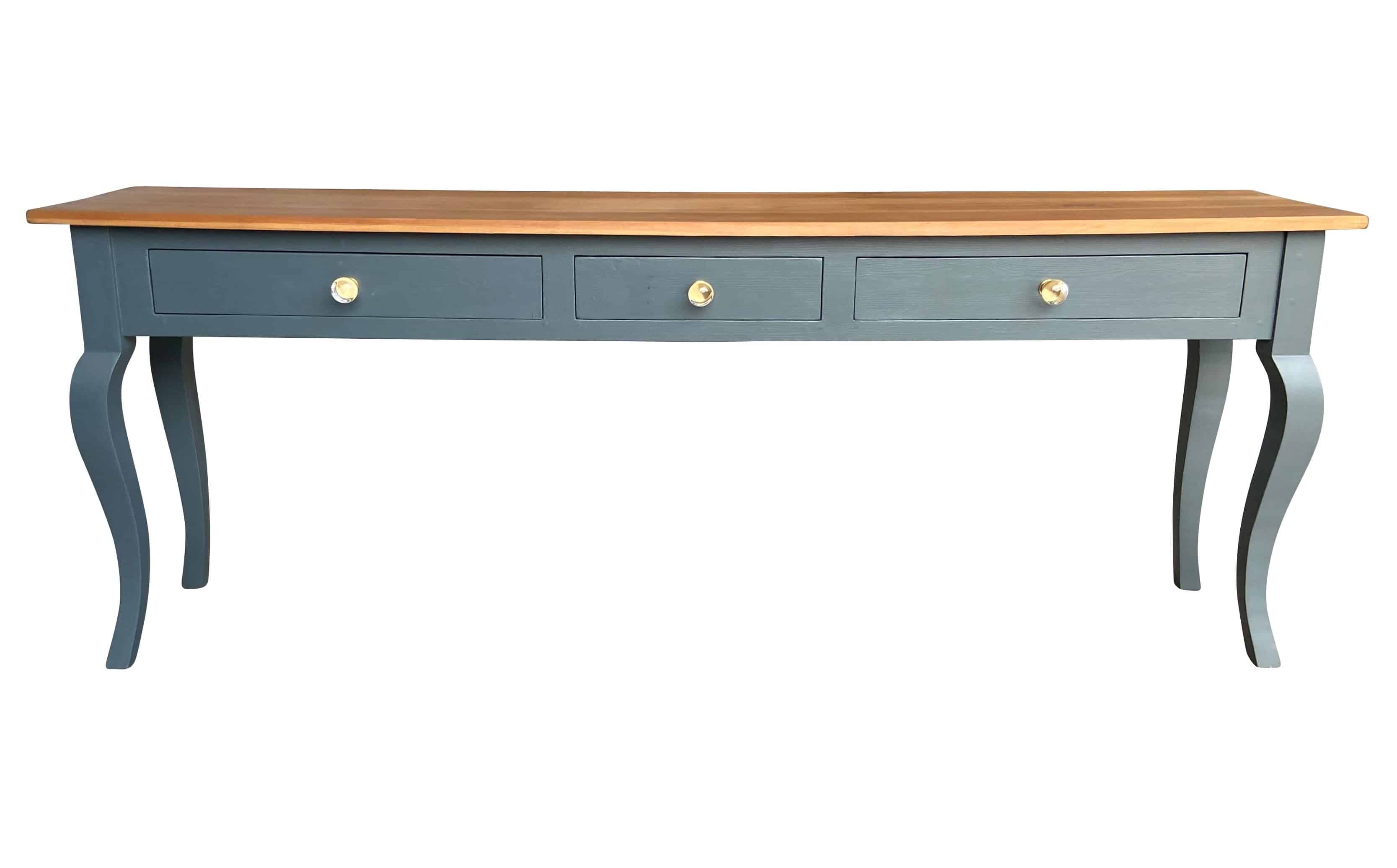 Traditional Reclaimed Pine Console Table with 3 Drawers