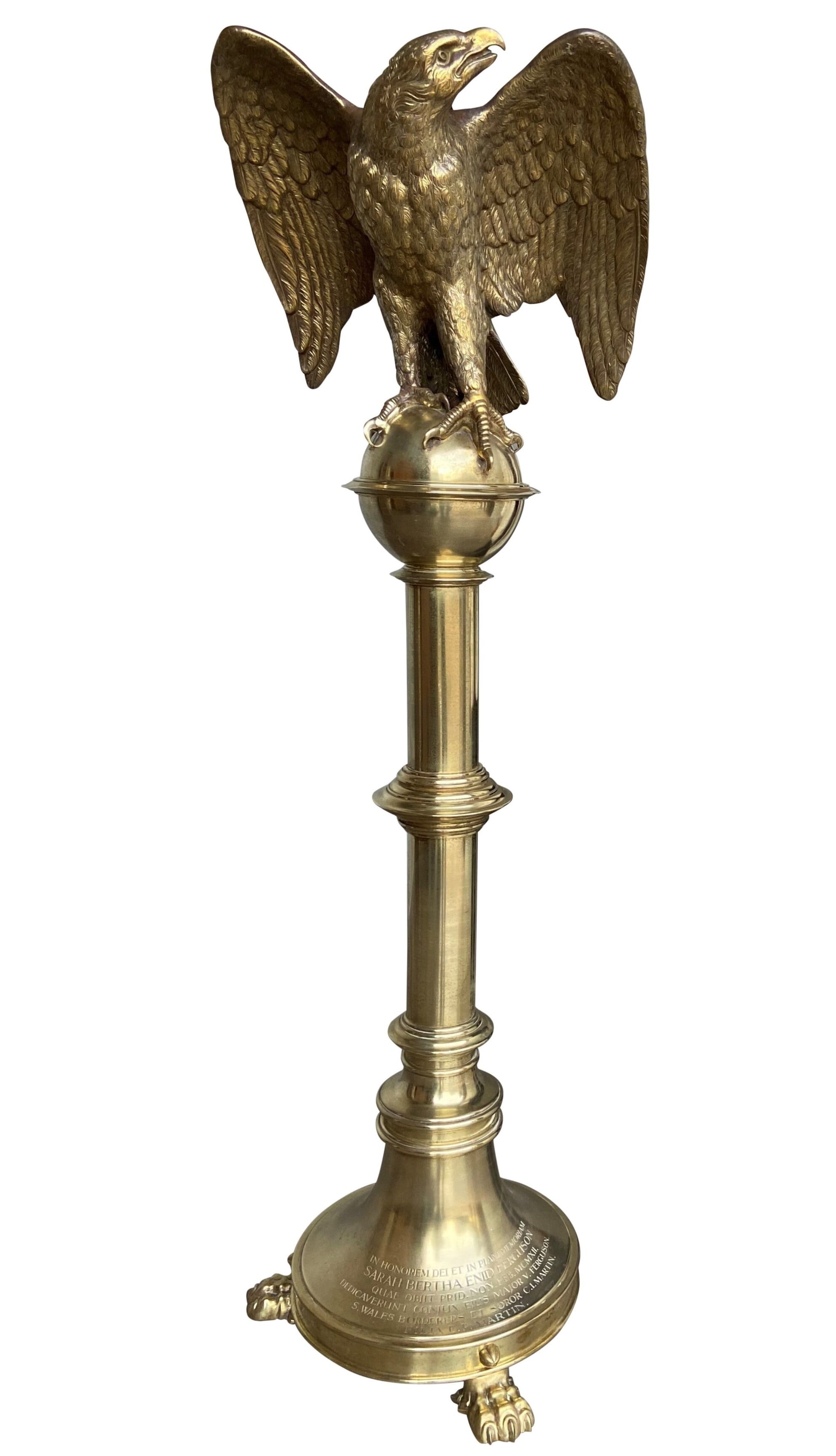 Antique Solid Brass Memorial Church Eagle Lectern - 9577