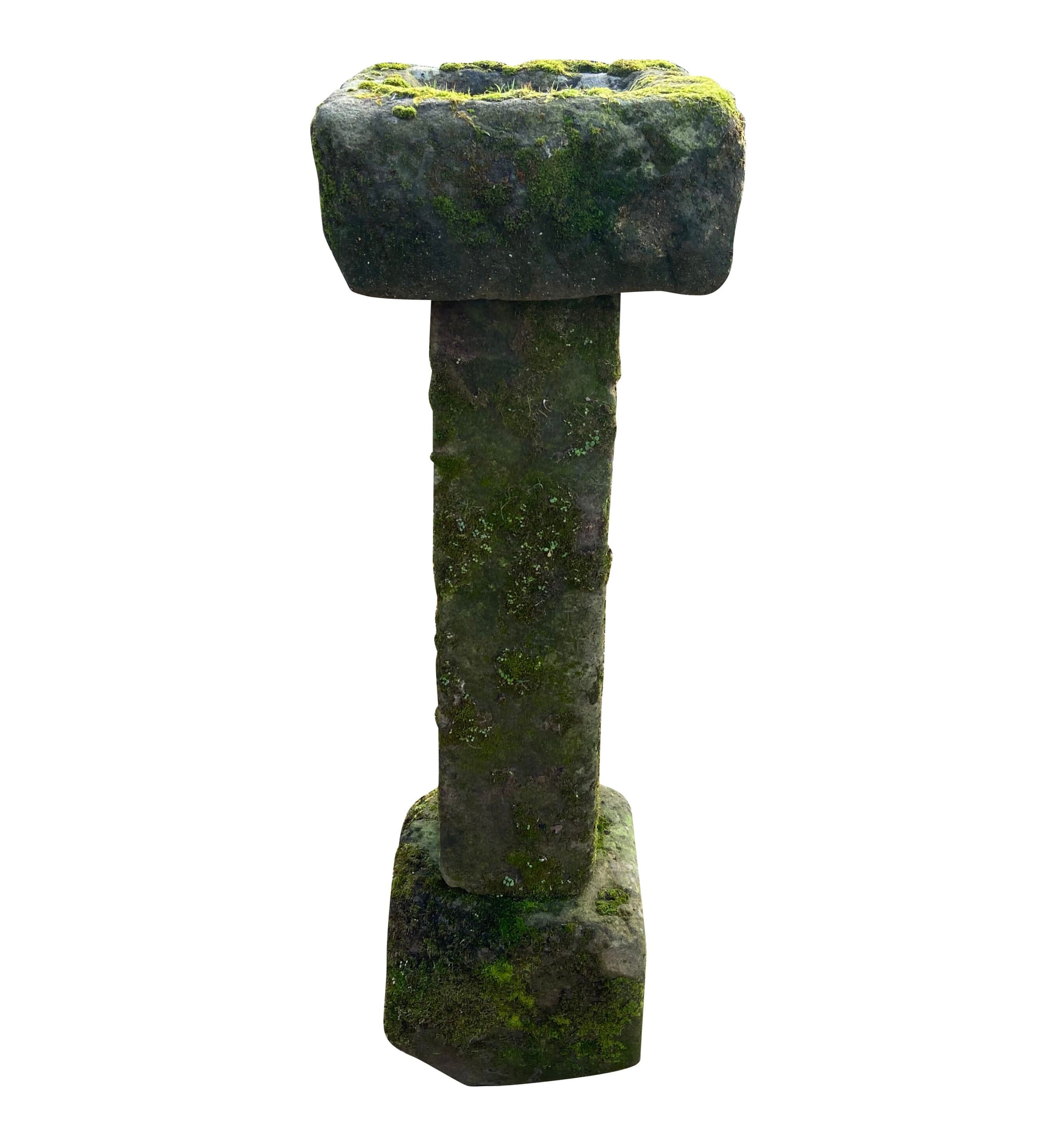 Antique Hand Carved Solid Stone Garden Outdoor Bird Bath - 9555