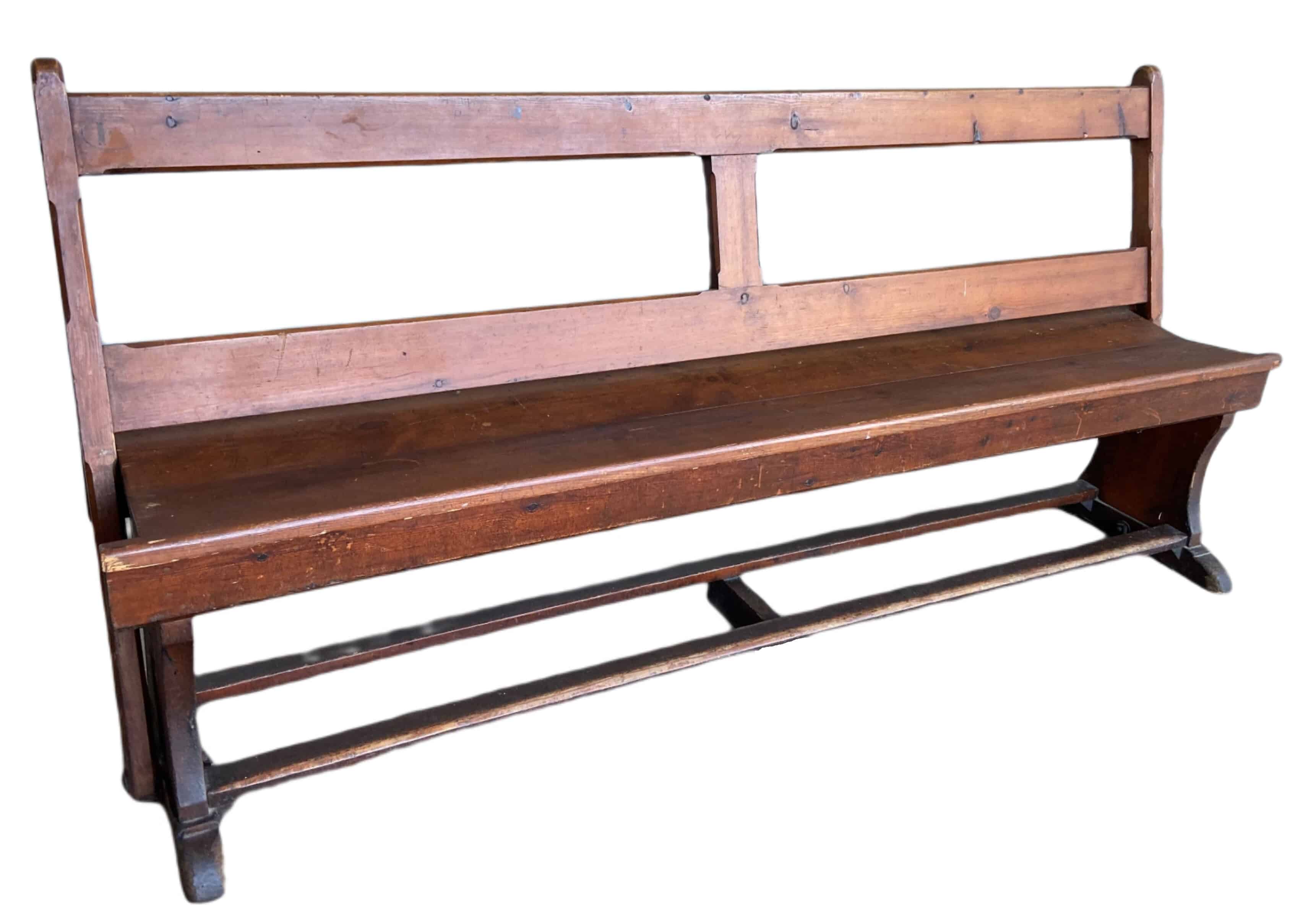 Antique Pitch Pine Chapel or Church Bench