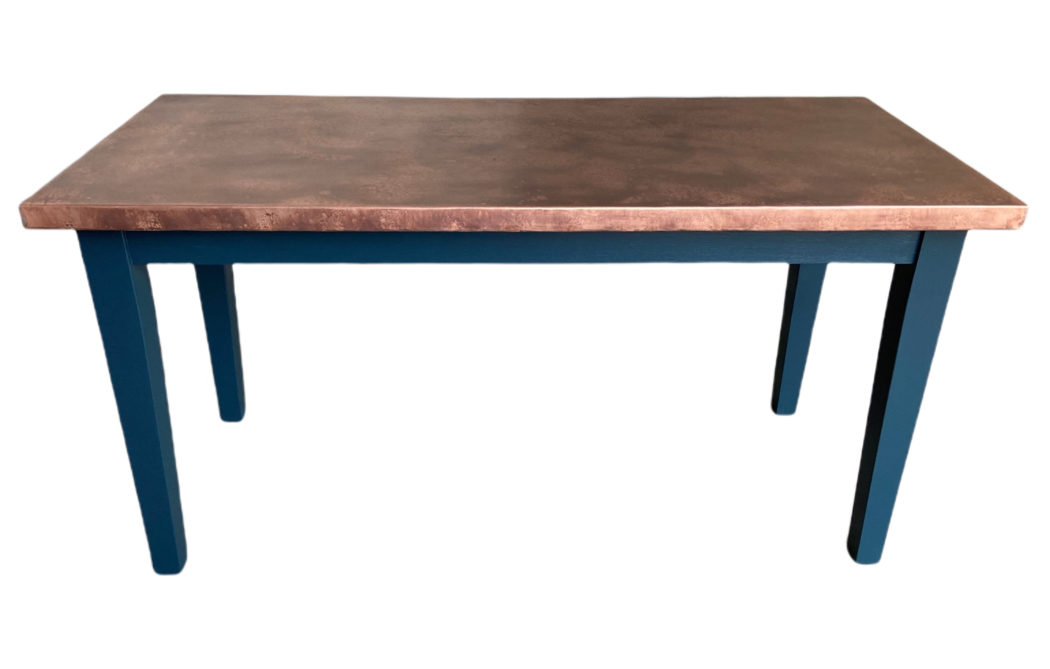 Bespoke Kitchen Copper Top Table And Wooden Painted Base - D1921