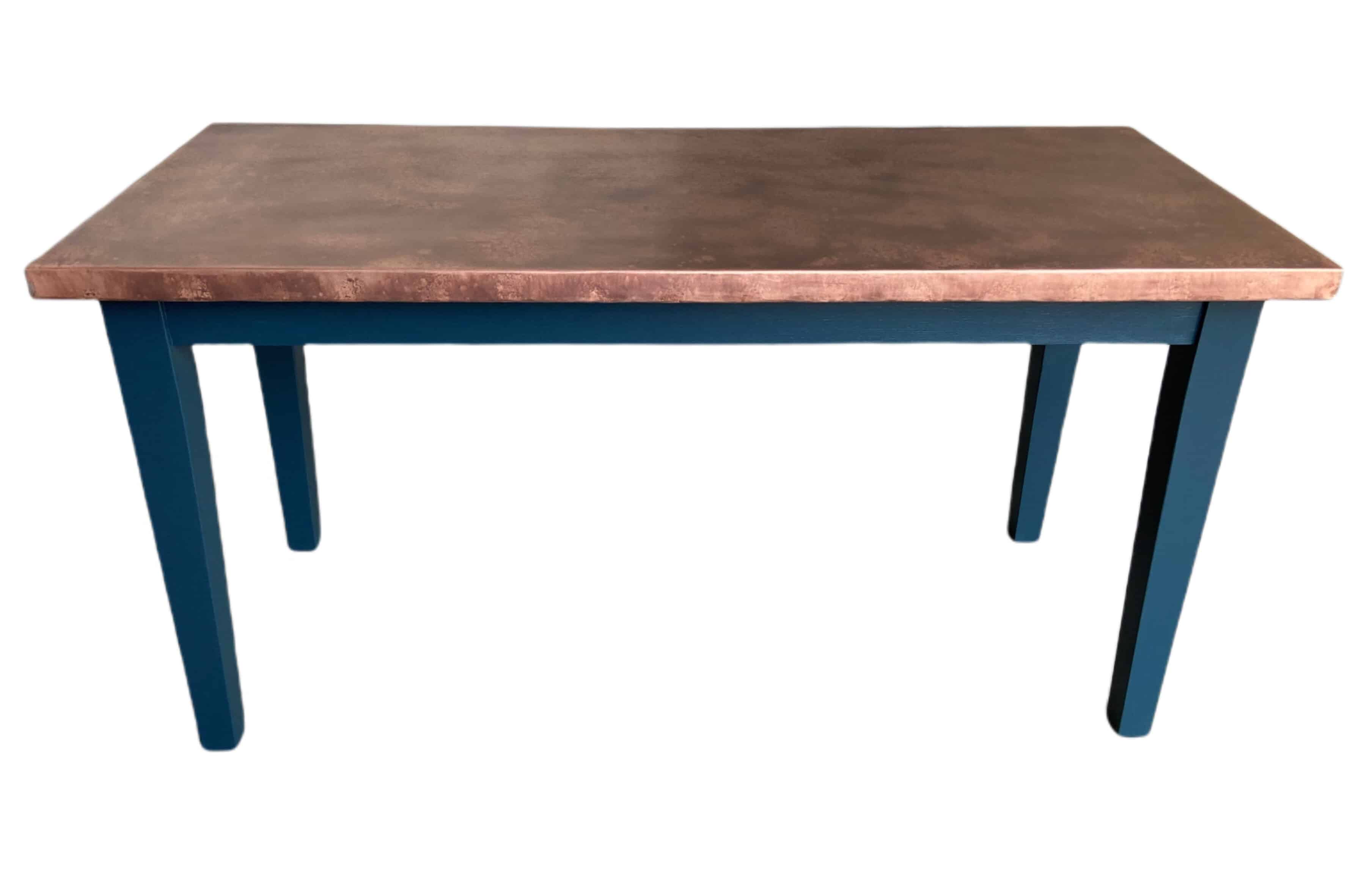 Bespoke Kitchen Copper Top Table And Wooden Painted Base