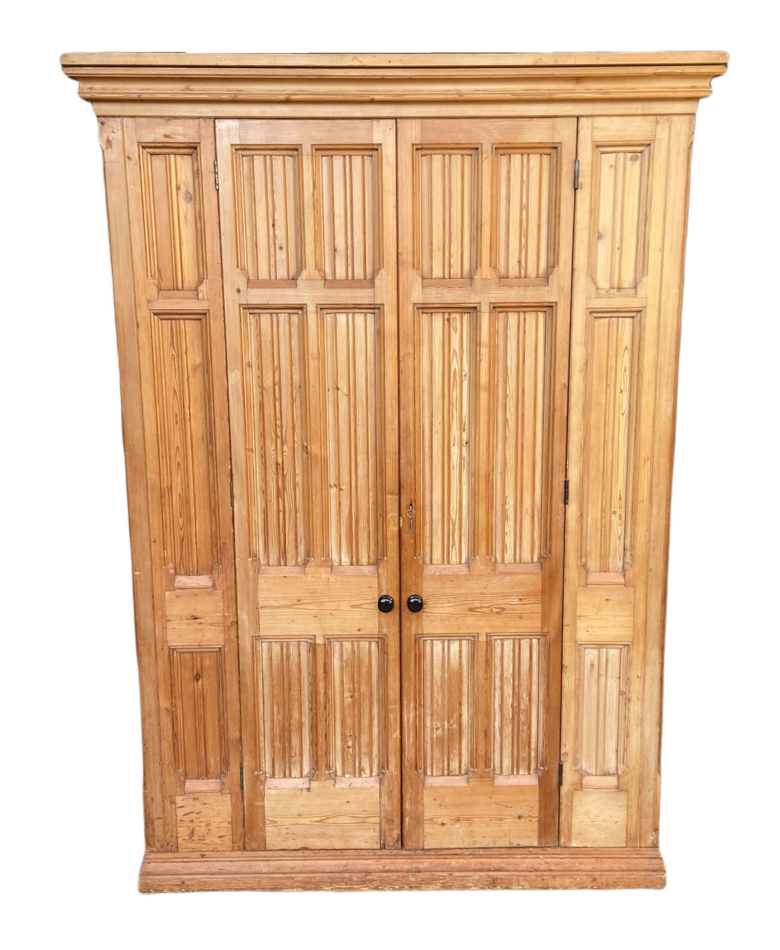 Grand Scale 19th Century Pitch Pine Kitchen Scullery Cupboard - 9532