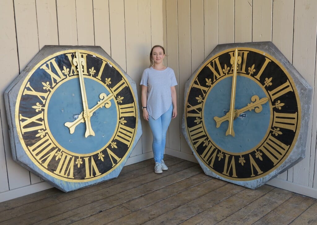 Antique Lead Octagonal Clock Face With Hands - 7657a