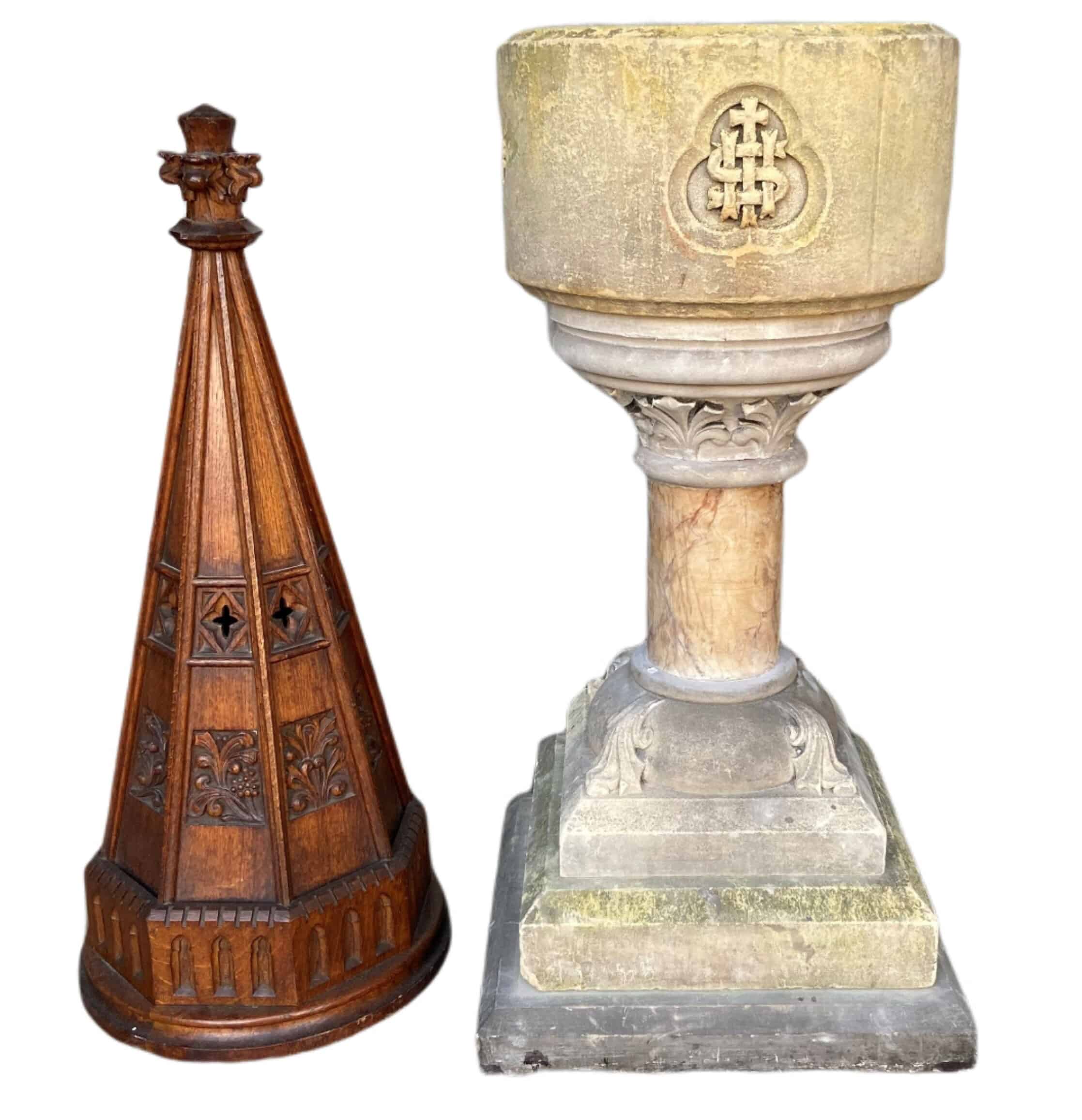 Original Victorian Marble and Stone Church Font