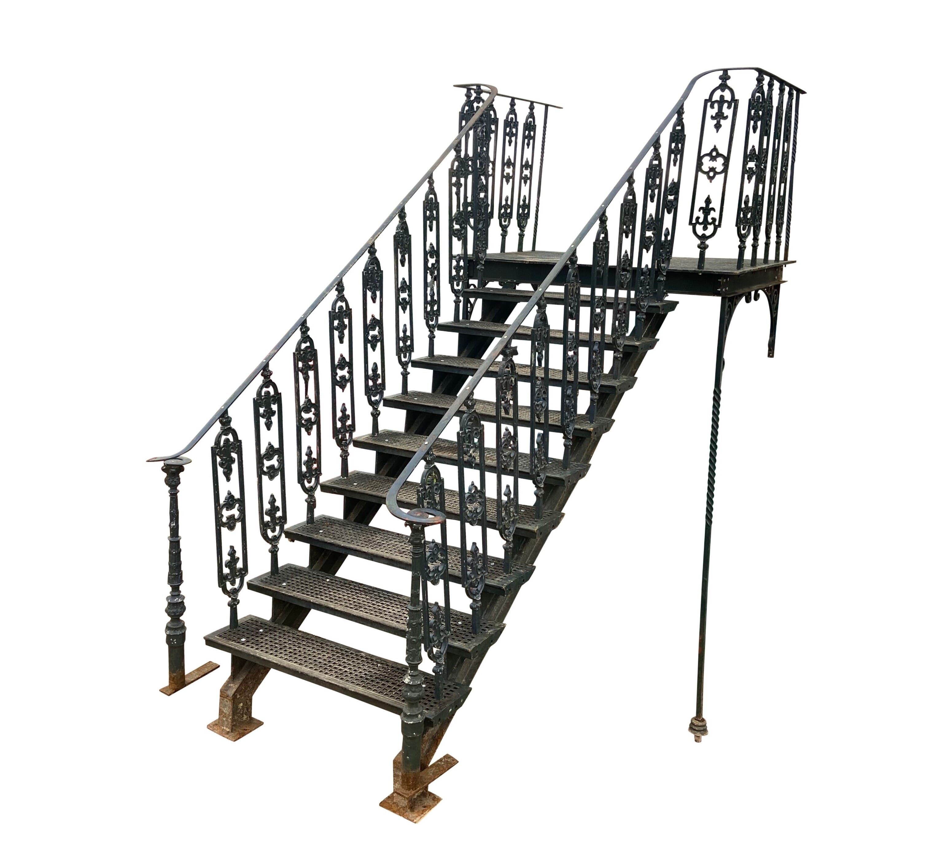 Large Reclaimed Metal Straight Staircase - 9607
