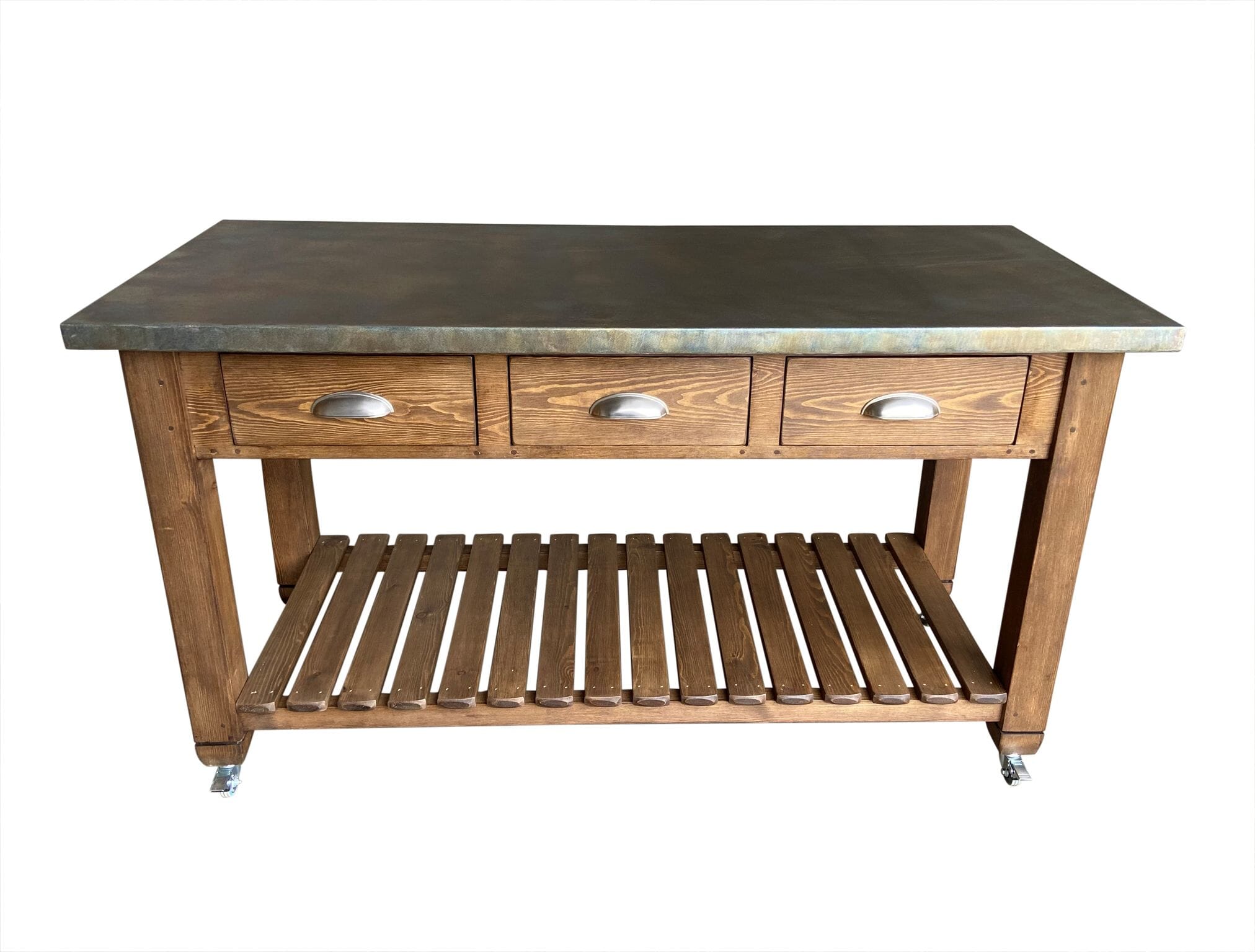 Bespoke Antique Zinc Kitchen Unit With Waxed Wooden Base - D1930