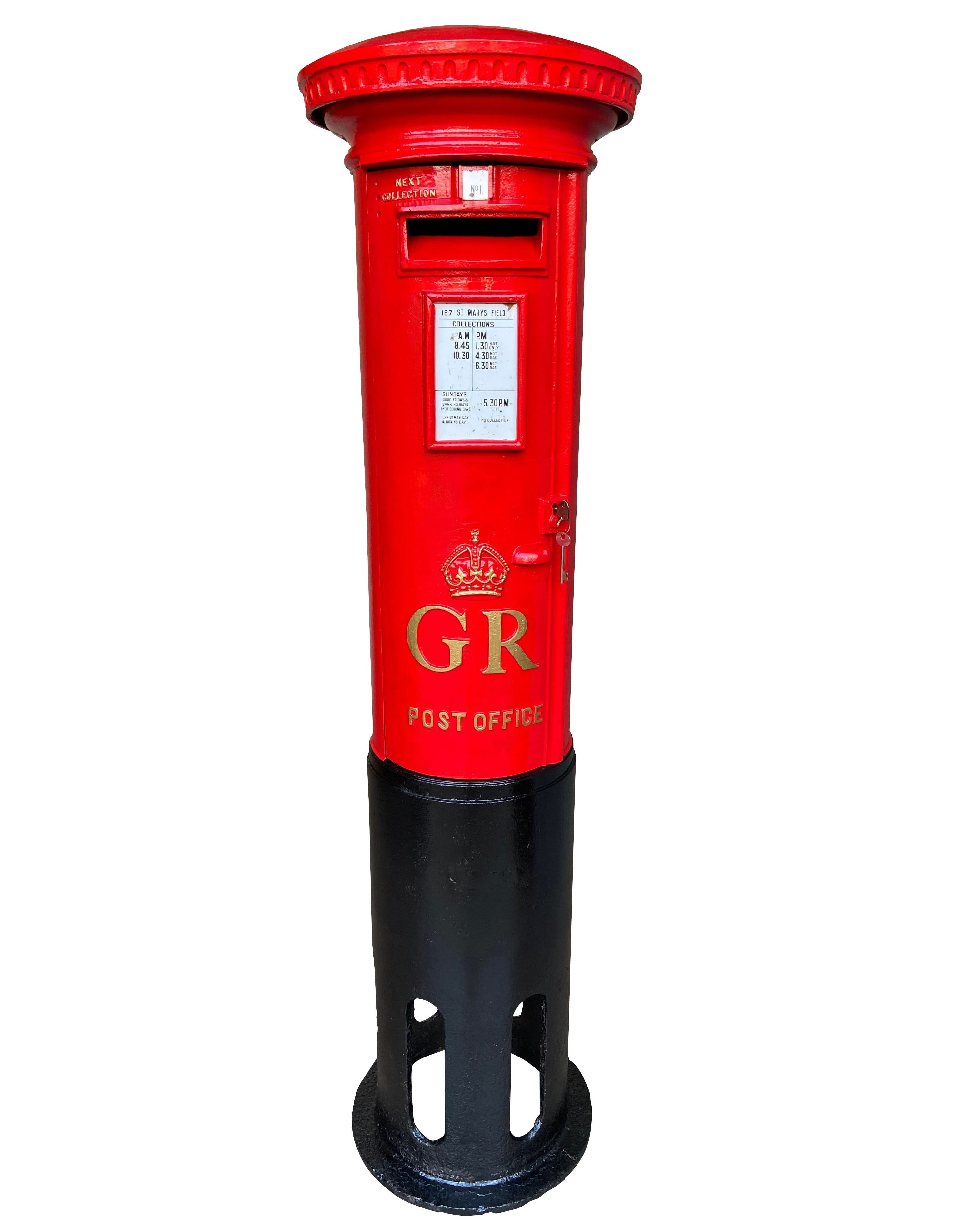 Original Reclaimed Post Office Cast Iron GR Pillar Box - 9593